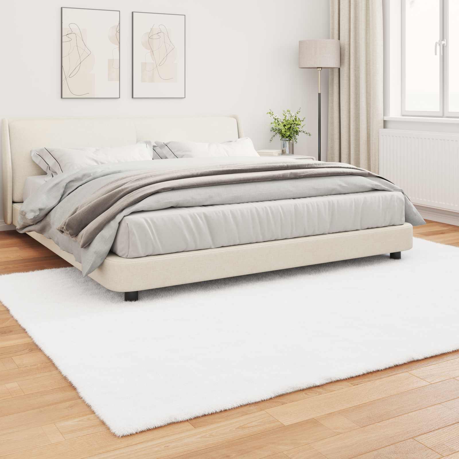 Antislip vloerkleed van imitatie konijnenbont OLITE Wit