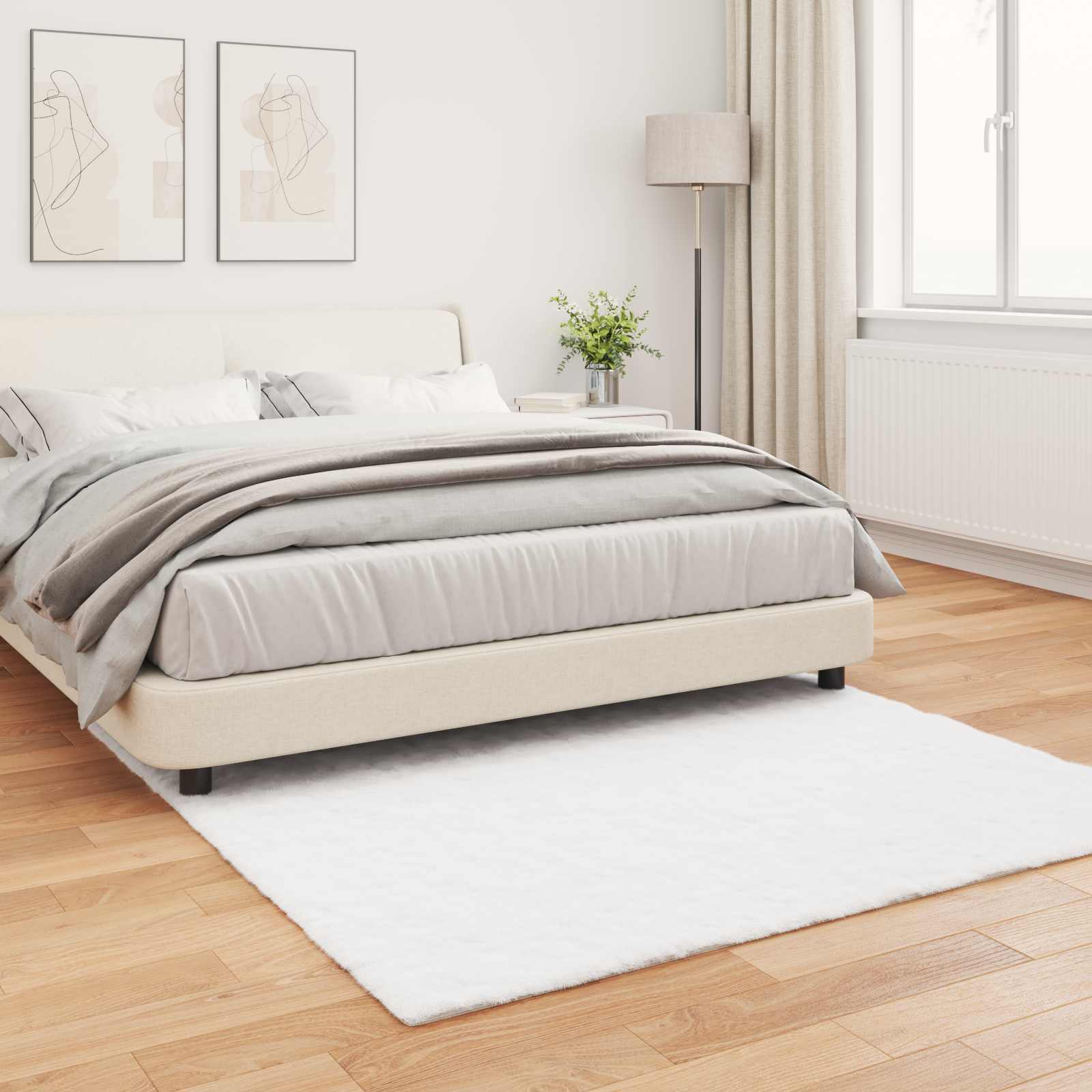 Antislip vloerkleed van imitatie konijnenbont OLITE Wit