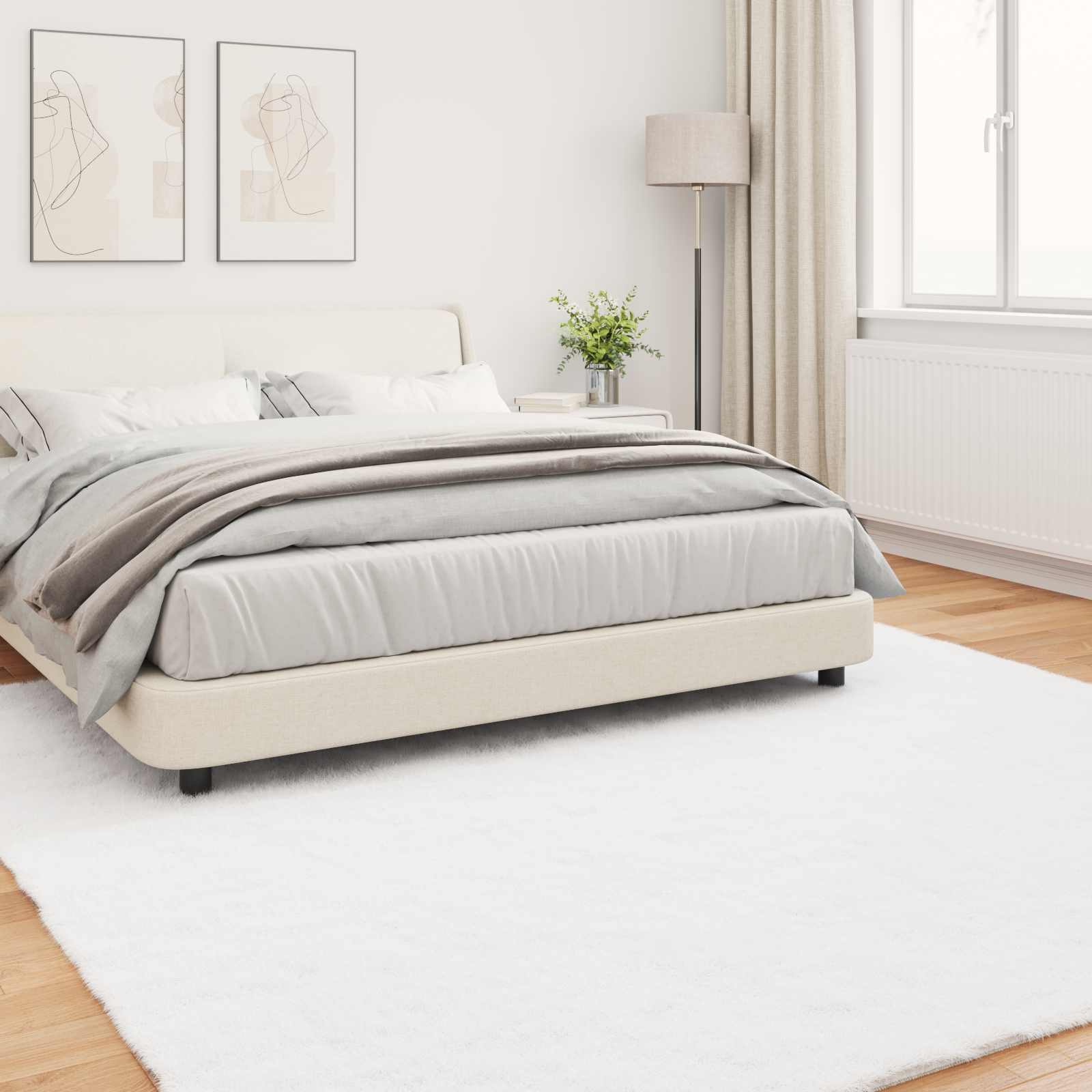 Antislip vloerkleed van imitatie konijnenbont OLITE Wit