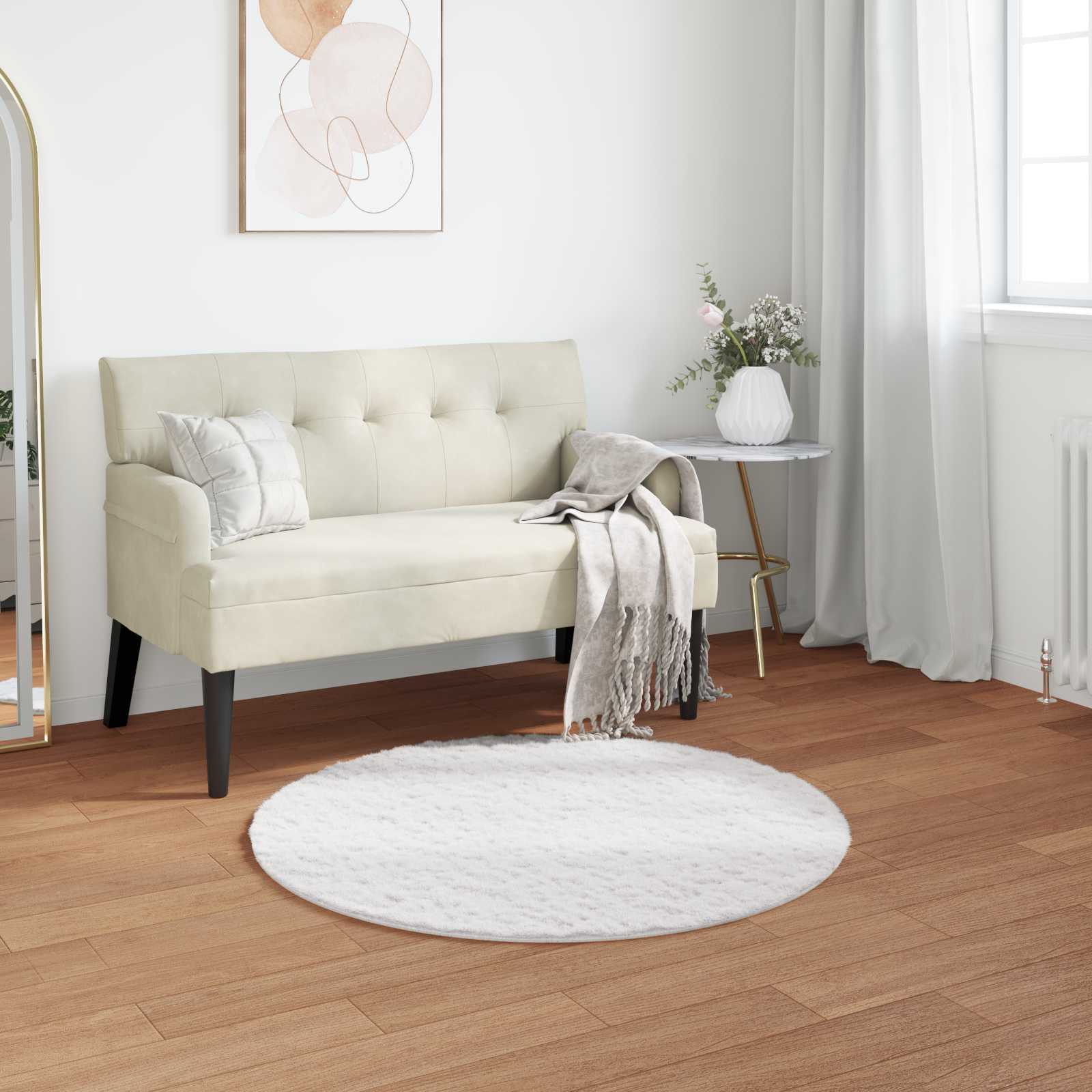 Antislip vloerkleed van imitatie konijnenbont OLITE Wit