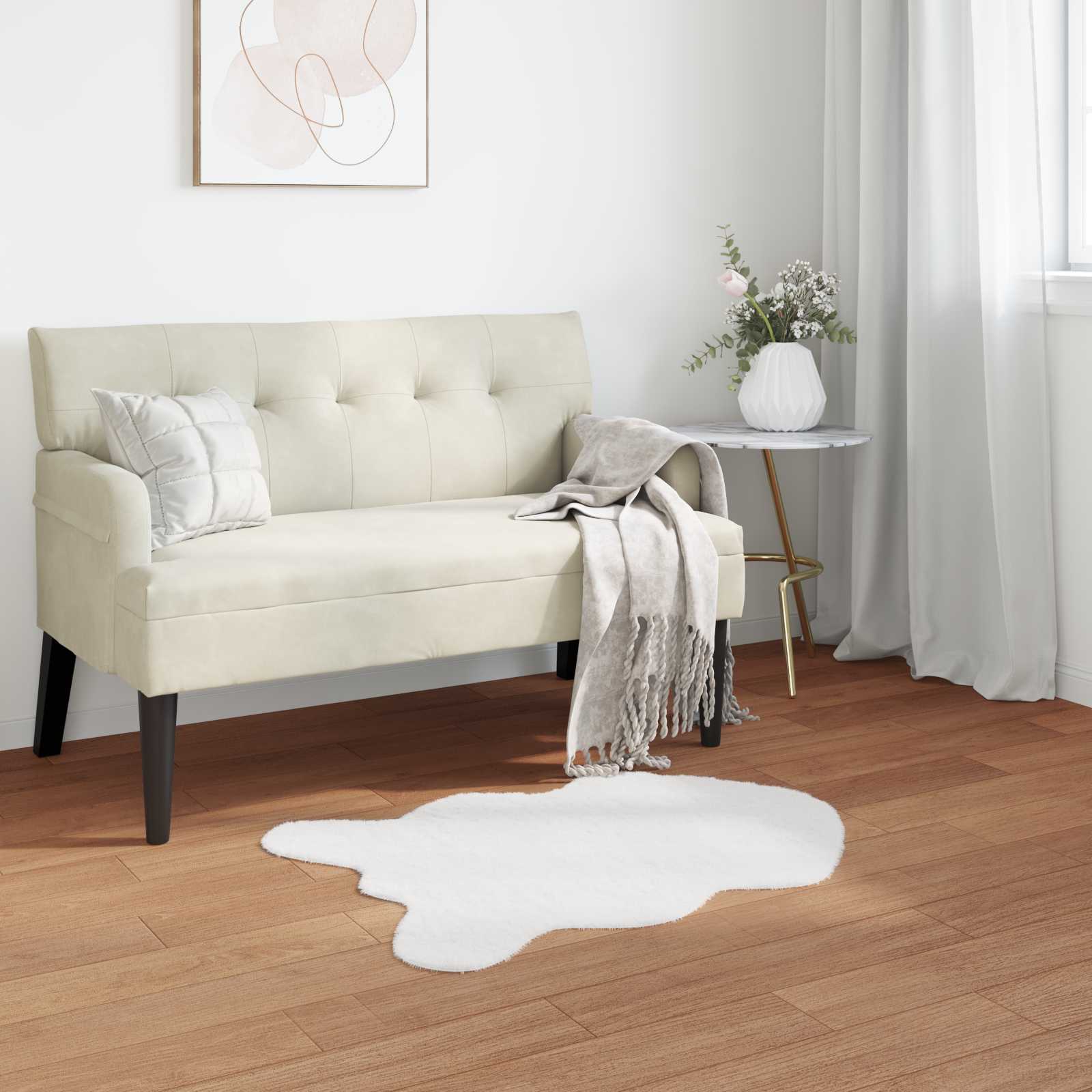 Antislip vloerkleed van imitatie konijnenbont OLITE Wit
