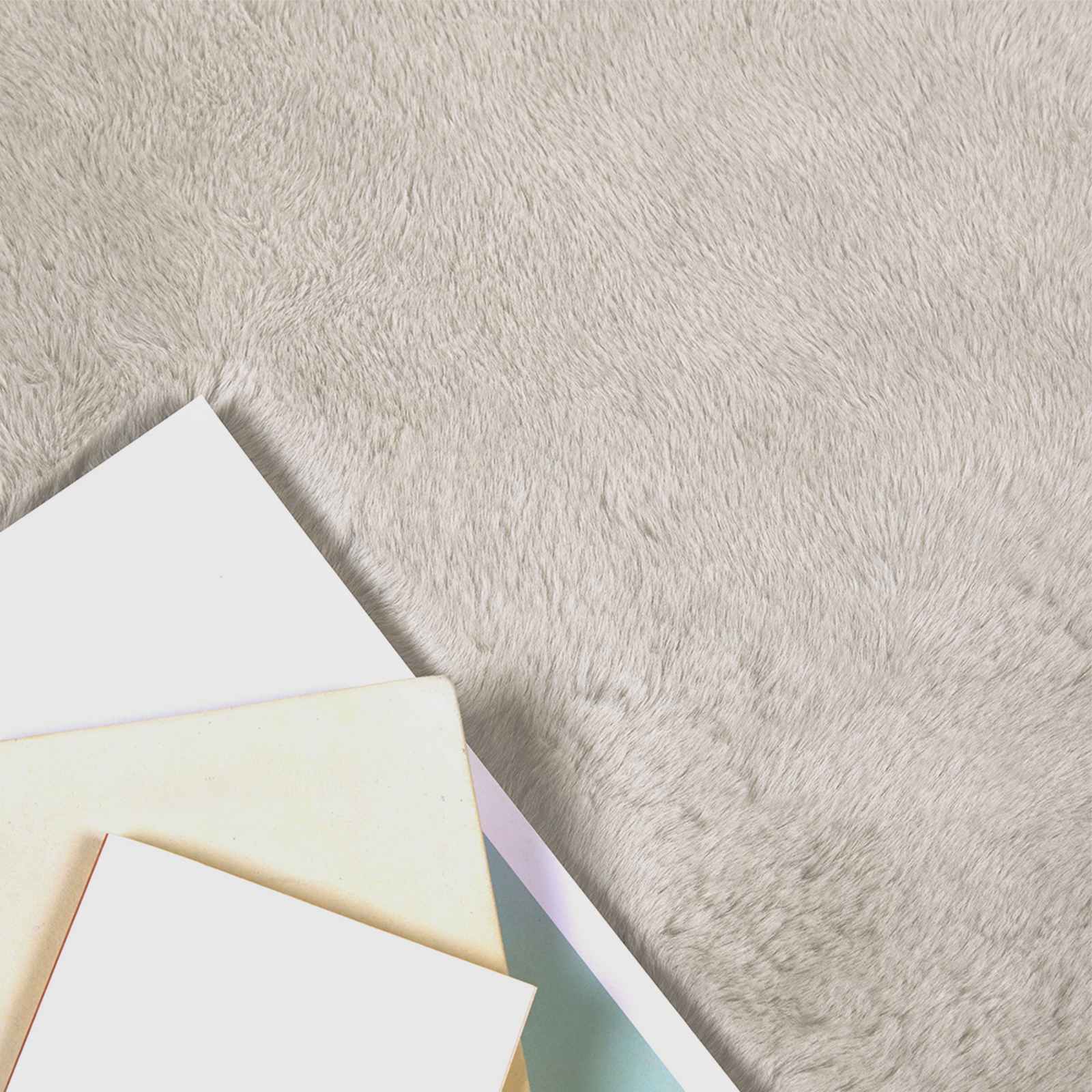 Antislip vloerkleed van imitatie konijnenbont OLITE Beige