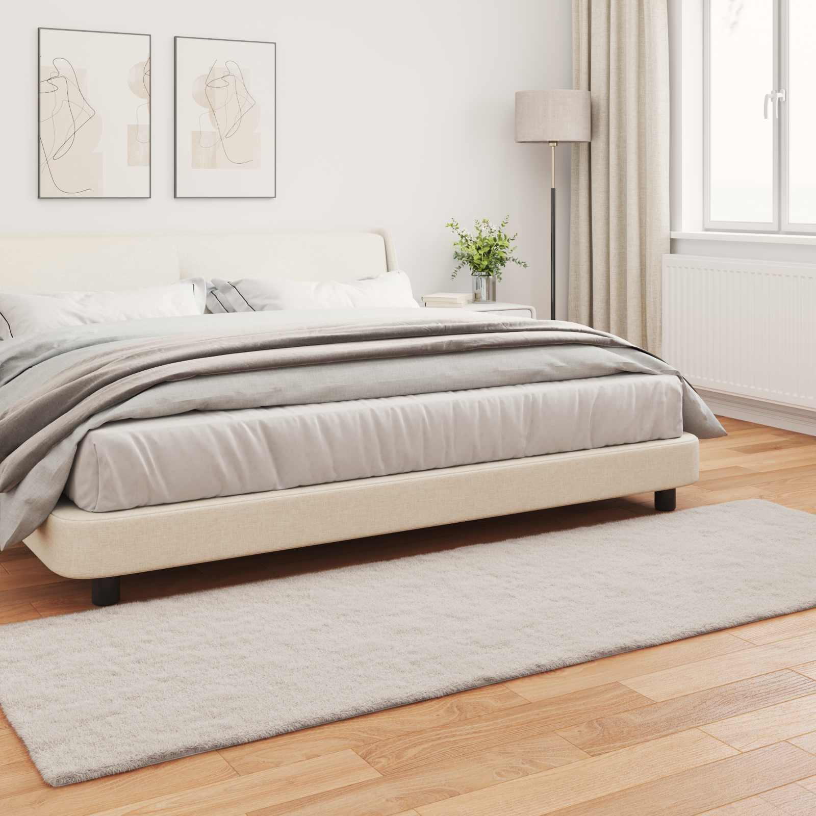 Antislip vloerkleed van imitatie konijnenbont OLITE Beige