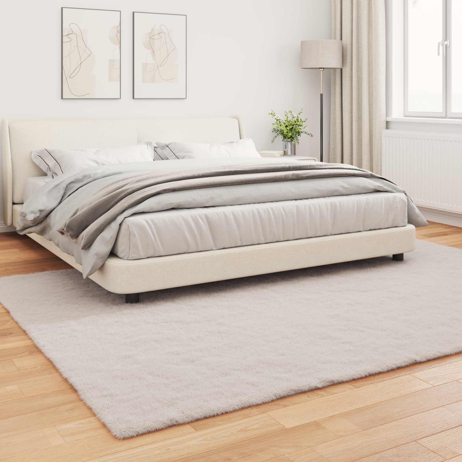 Antislip vloerkleed van imitatie konijnenbont OLITE Beige