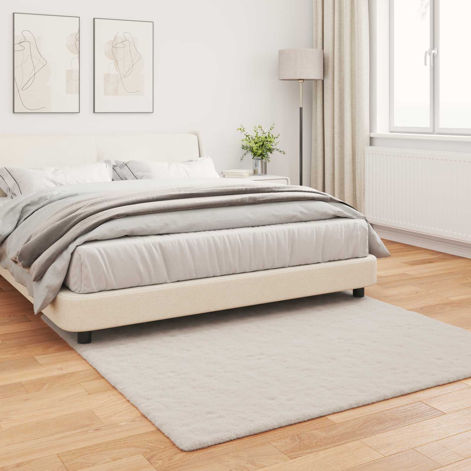 Antislip vloerkleed van imitatie konijnenbont OLITE Beige