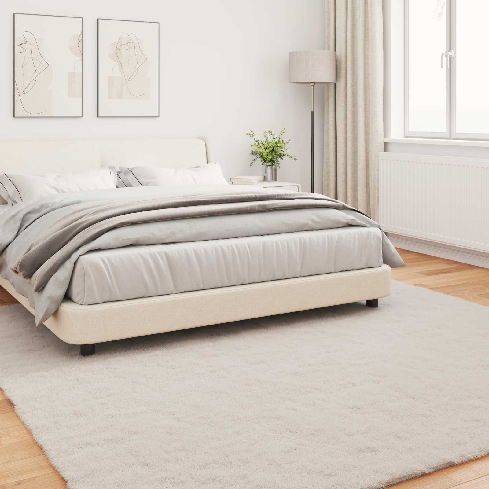 Antislip vloerkleed van imitatie konijnenbont OLITE Beige