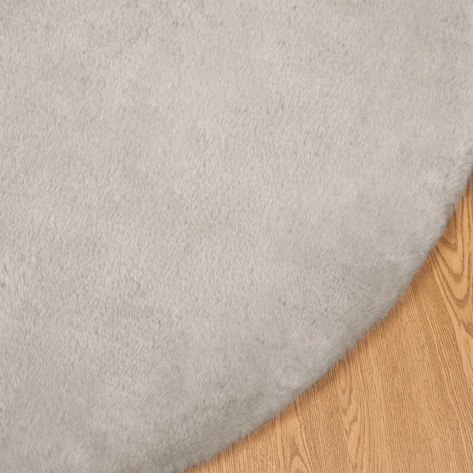 Antislip vloerkleed van imitatie konijnenbont OLITE Beige