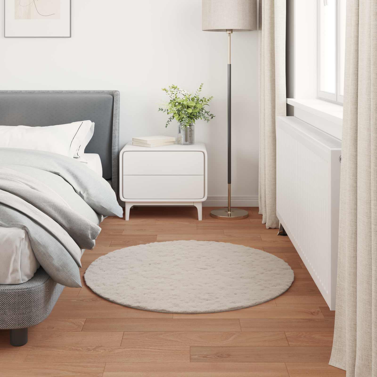 Antislip vloerkleed van imitatie konijnenbont OLITE Beige