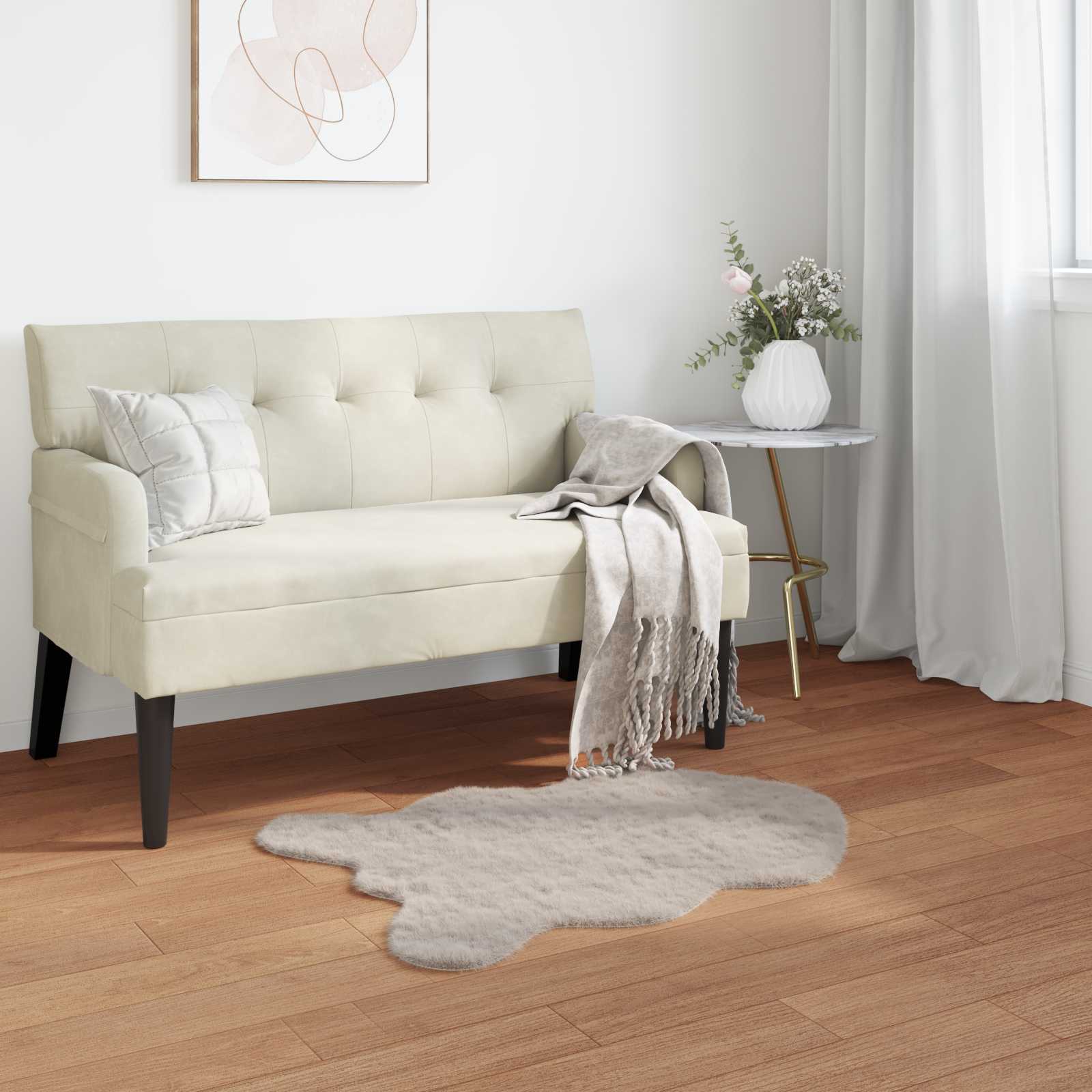 Antislip vloerkleed van imitatie konijnenbont OLITE Beige