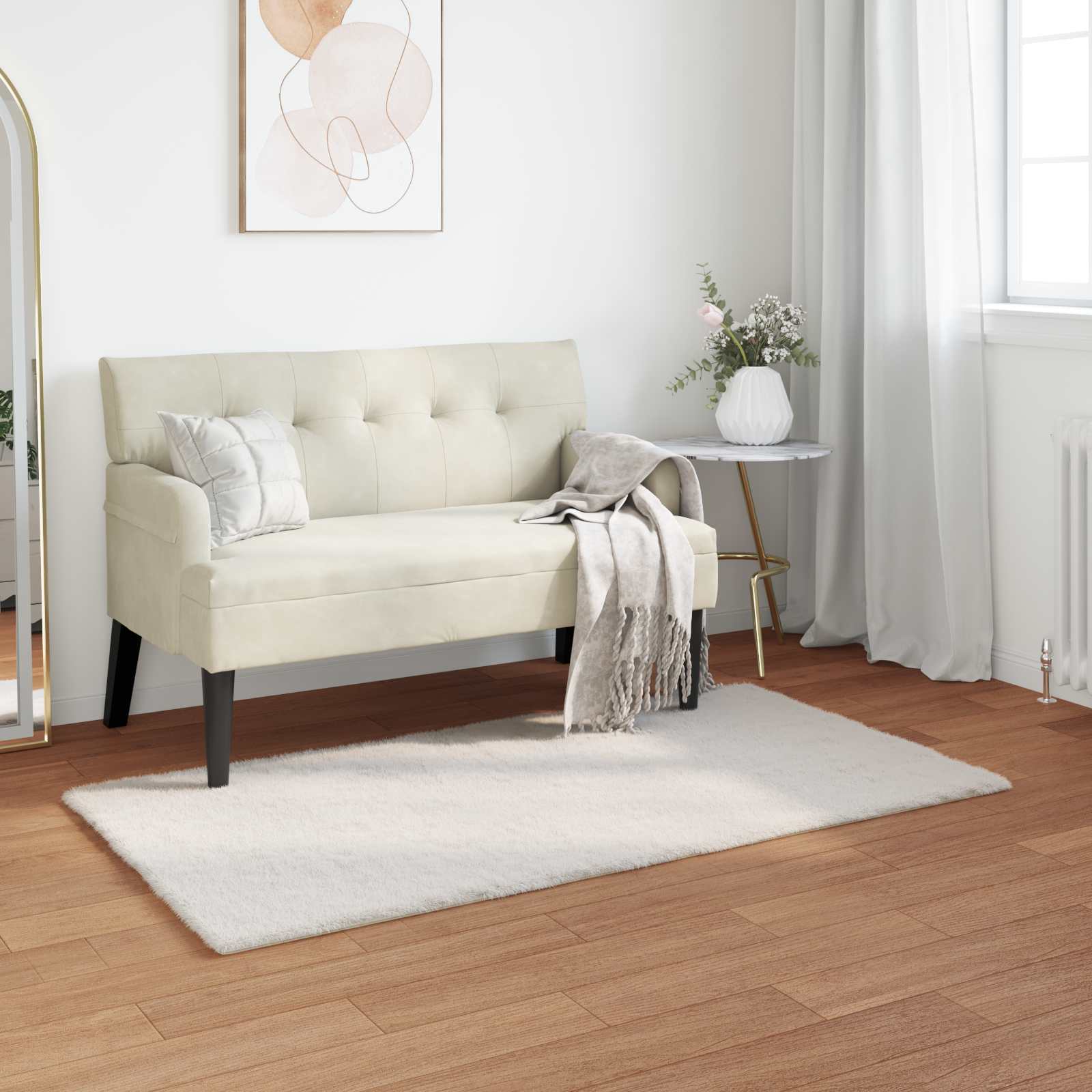 Antislip vloerkleed van imitatie konijnenbont OLITE 60 x 110 cm