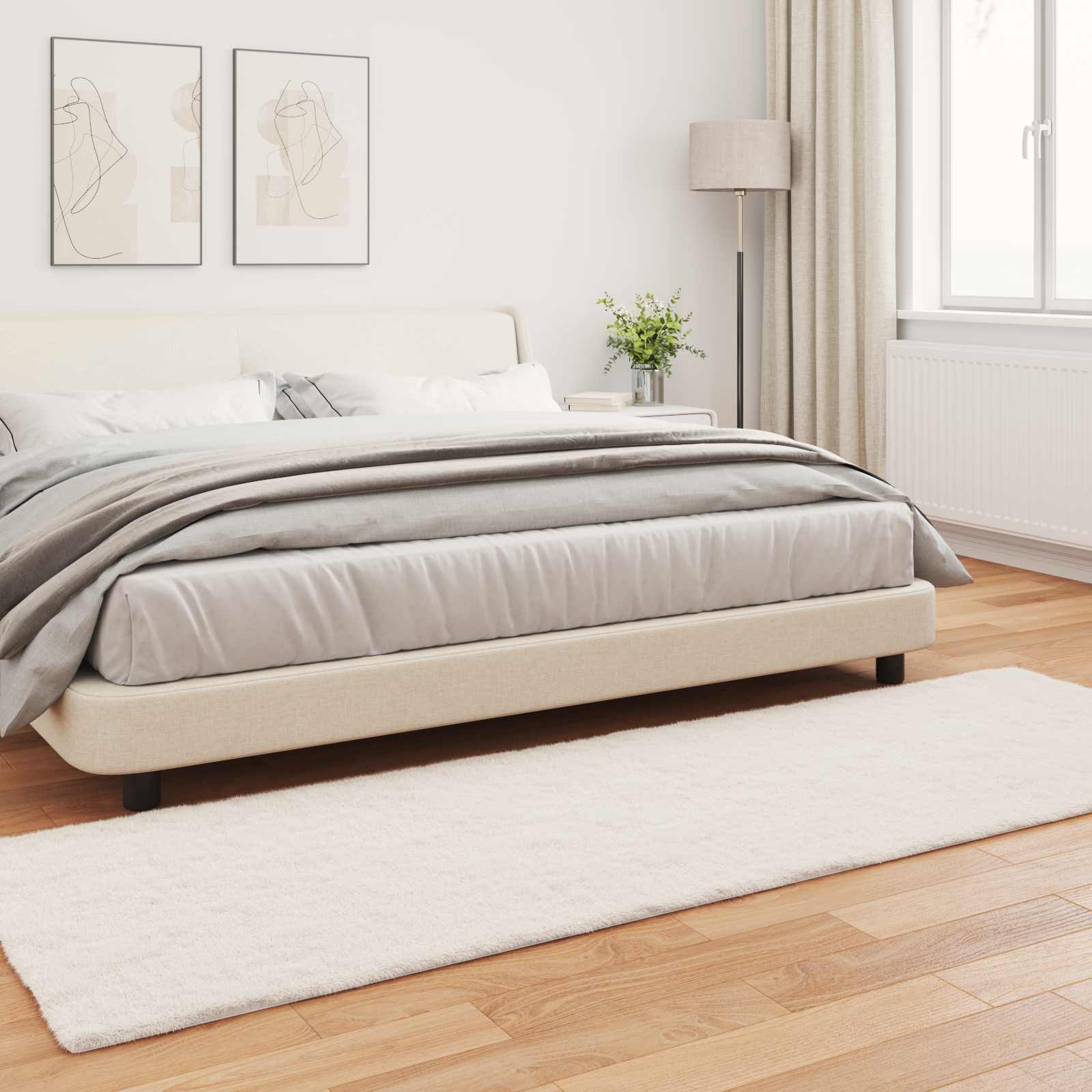Antislip vloerkleed van imitatie konijnenbont OLITE 80 x 250 cm