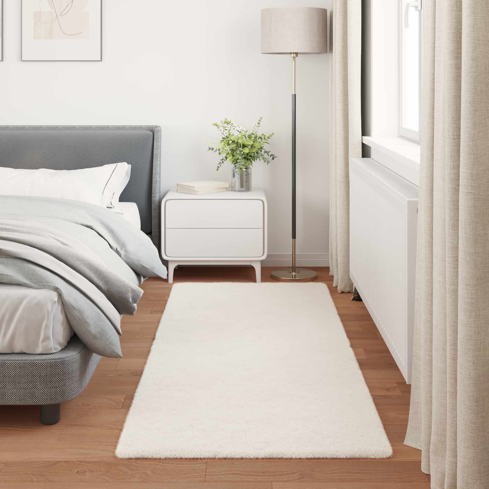 Antislip vloerkleed van imitatie konijnenbont OLITE Polyester