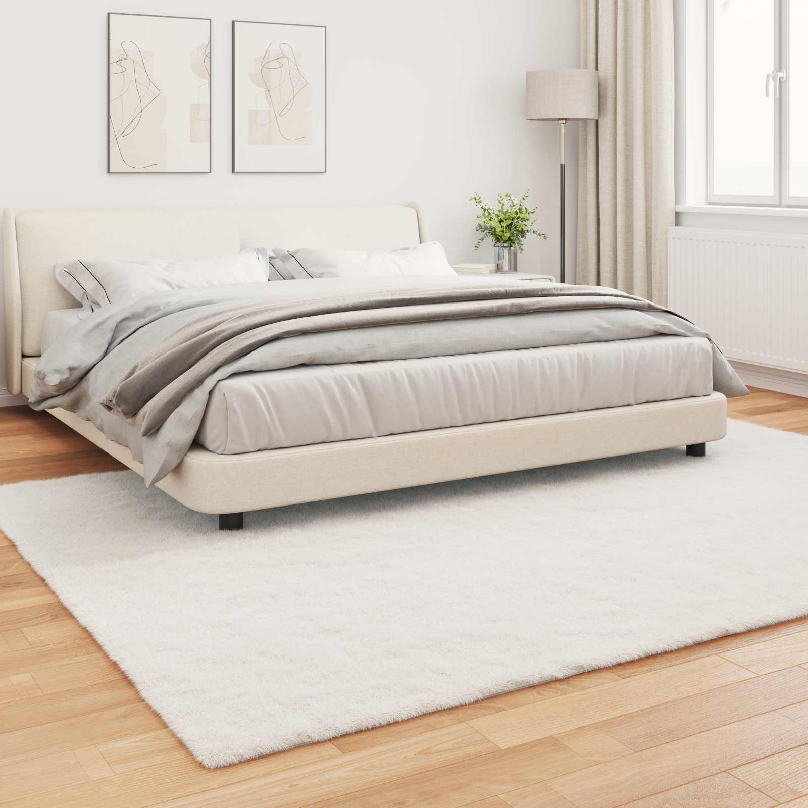 Antislip vloerkleed van imitatie konijnenbont OLITE Polyester