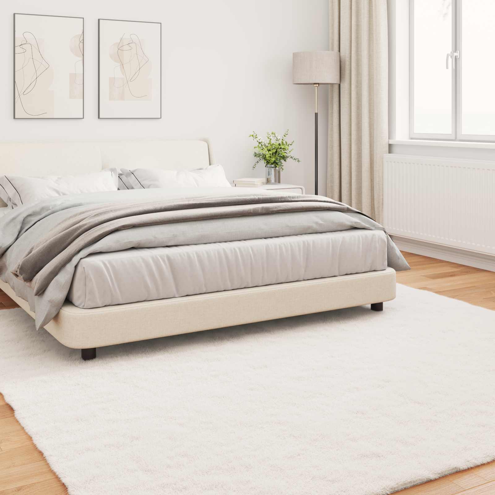 Antislip vloerkleed van imitatie konijnenbont OLITE Polyester