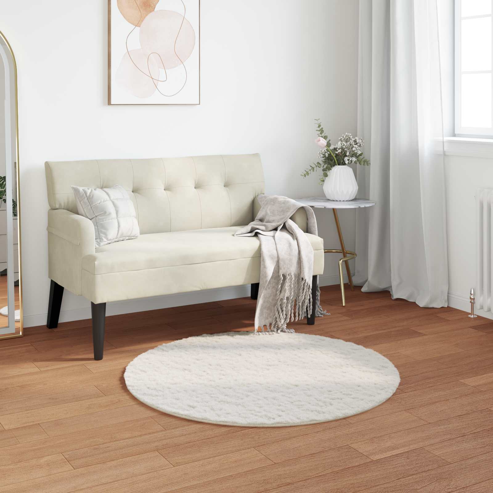 Antislip vloerkleed van imitatie konijnenbont OLITE Ø 120 cm