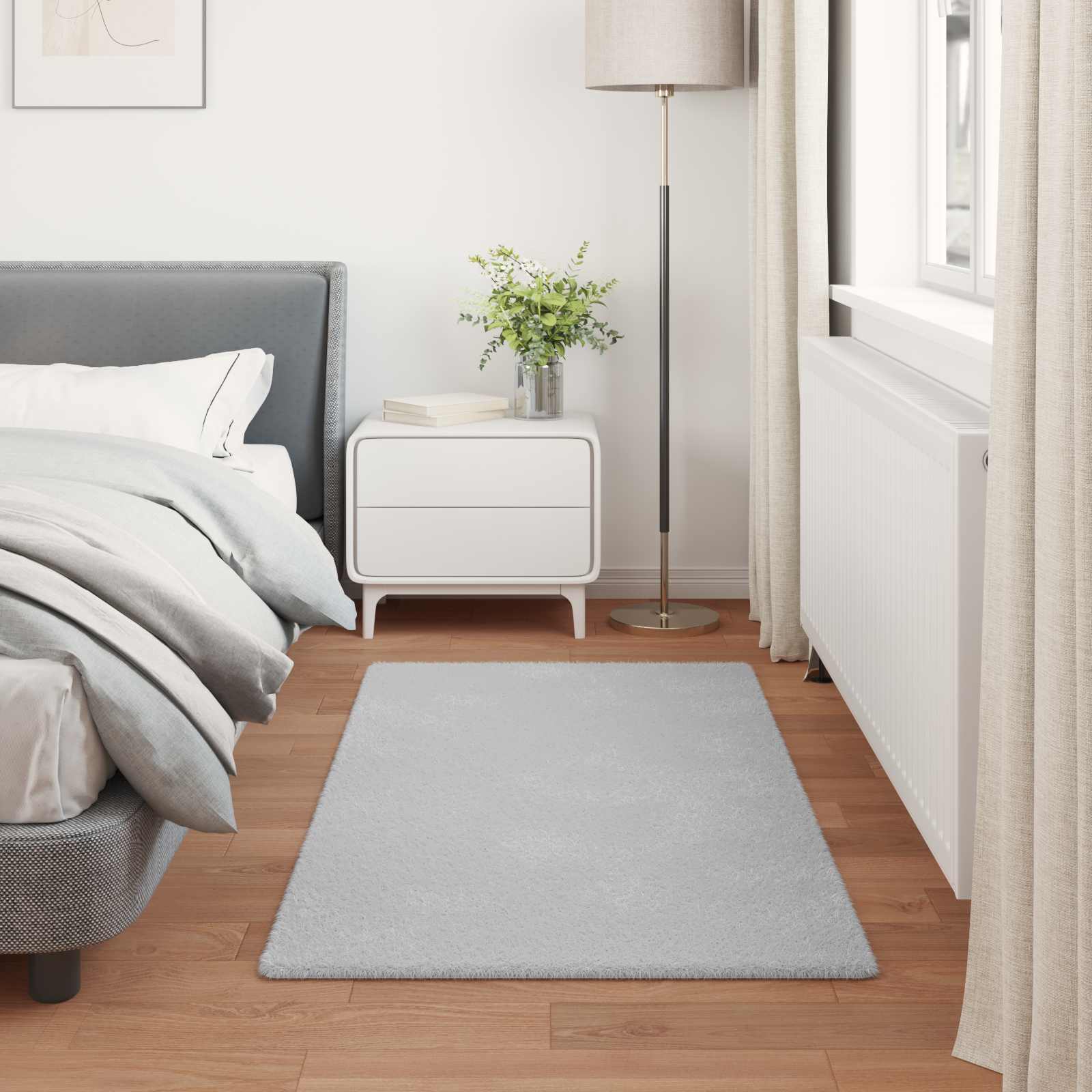 Antislip vloerkleed van imitatie konijnenbont OLITE Grijs