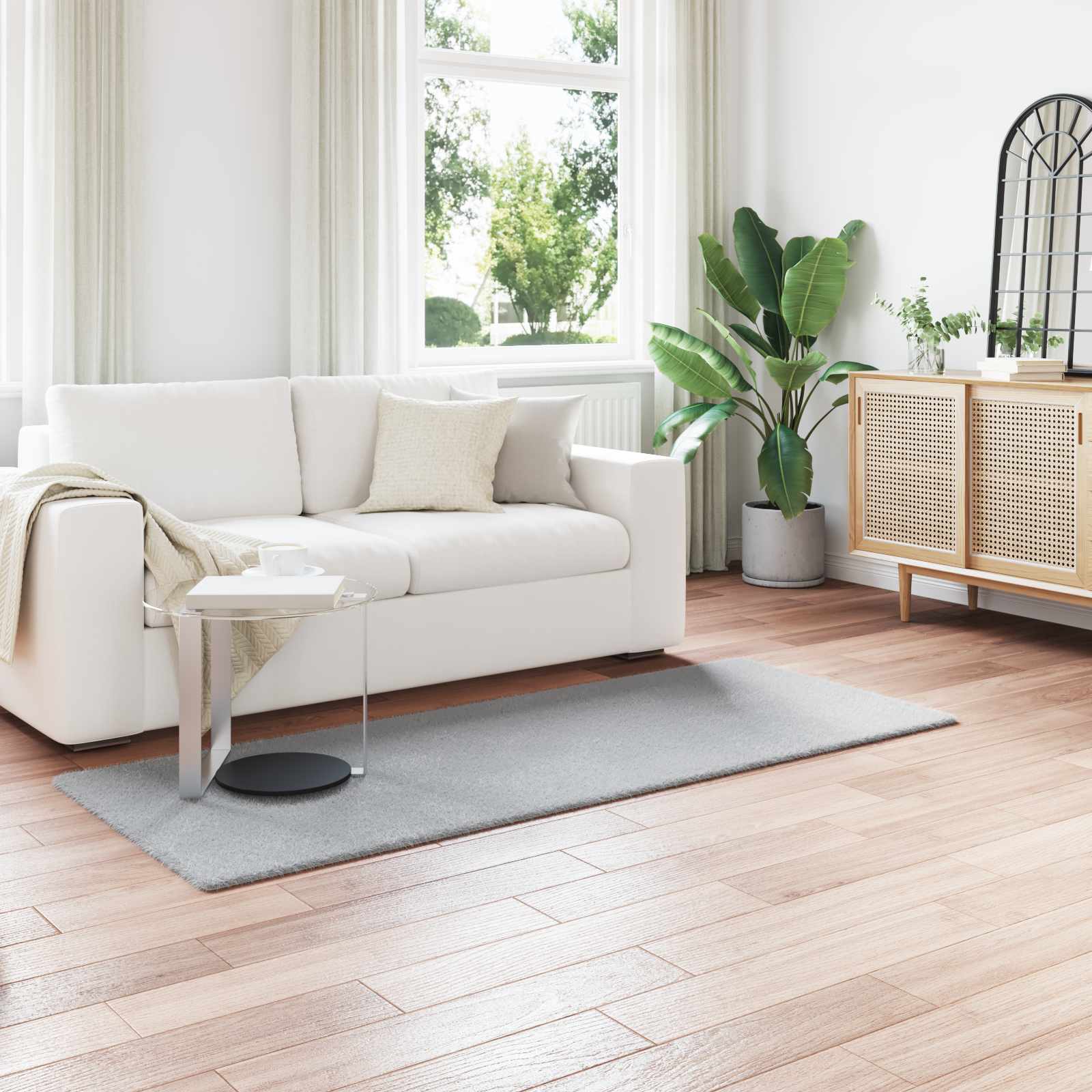 Antislip vloerkleed van imitatie konijnenbont OLITE Grijs