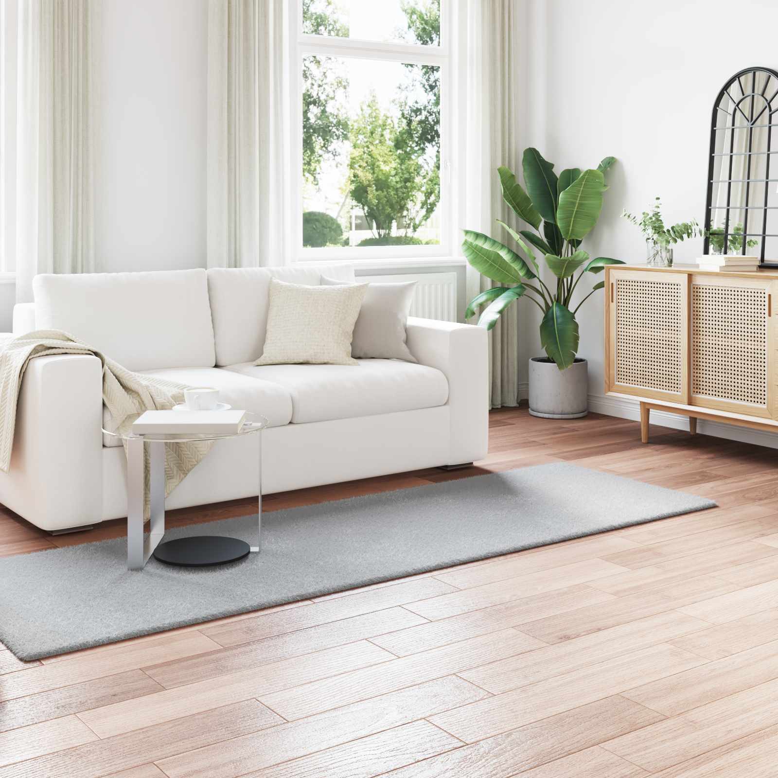 Antislip vloerkleed van imitatie konijnenbont OLITE Grijs