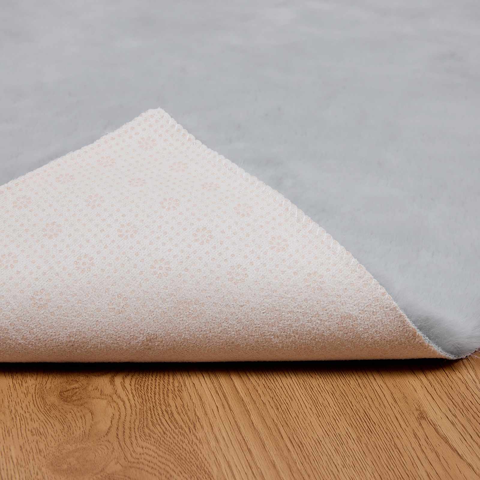 Antislip vloerkleed van imitatie konijnenbont OLITE Grijs