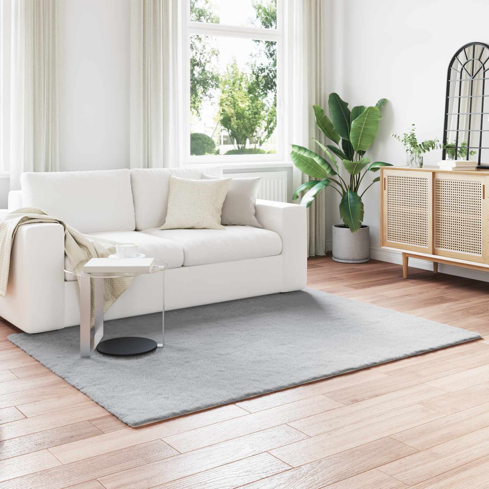 Antislip vloerkleed van imitatie konijnenbont OLITE Grijs