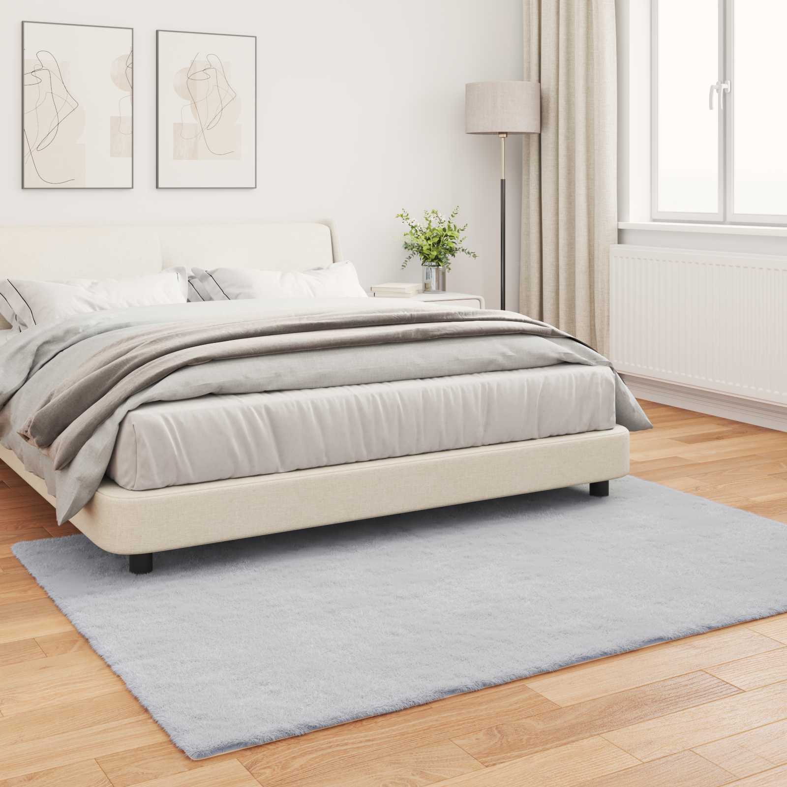 Antislip vloerkleed van imitatie konijnenbont OLITE Grijs