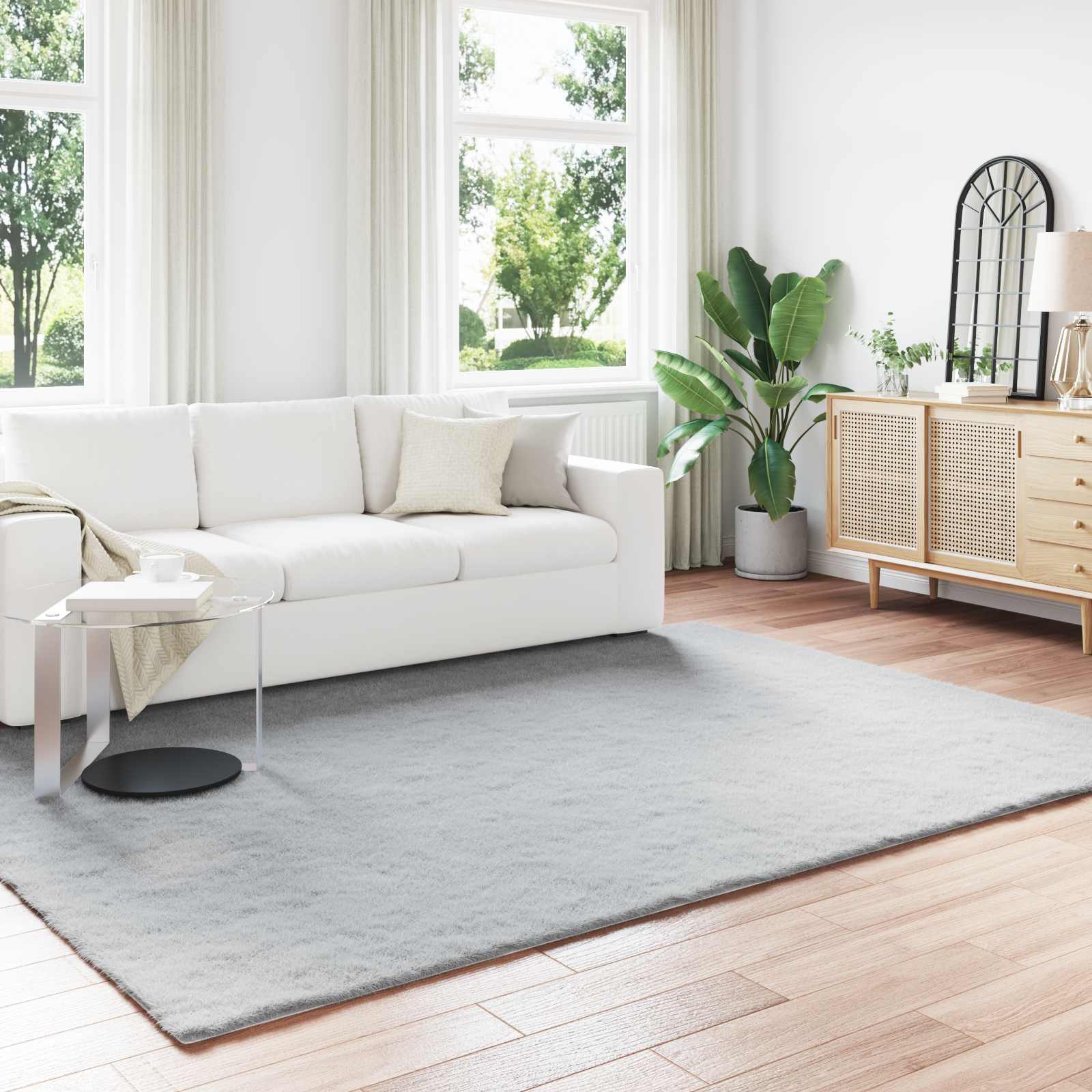 Antislip vloerkleed van imitatie konijnenbont OLITE Grijs