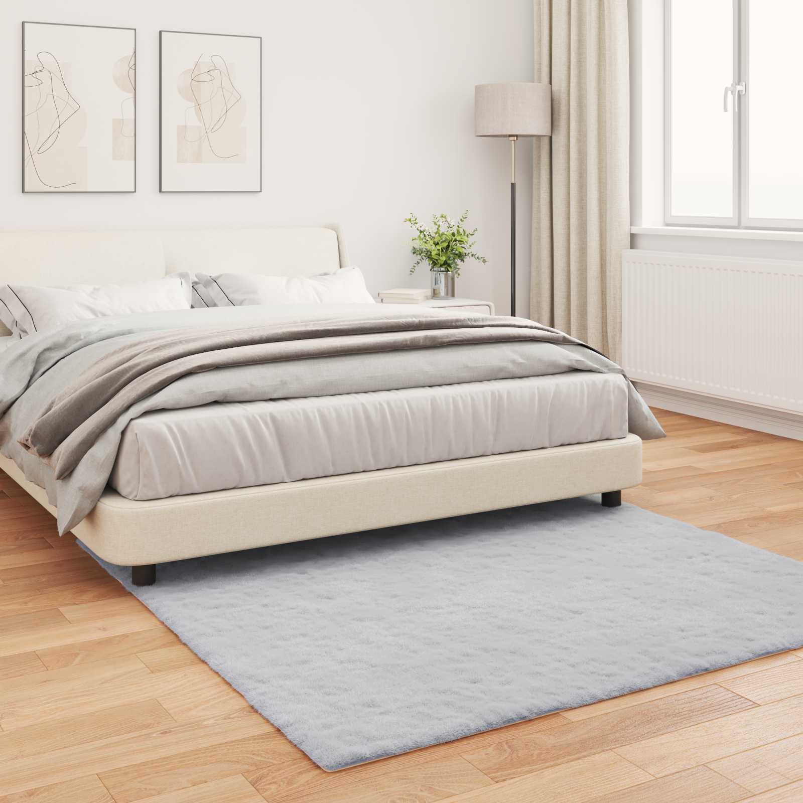 Antislip vloerkleed van imitatie konijnenbont OLITE Grijs