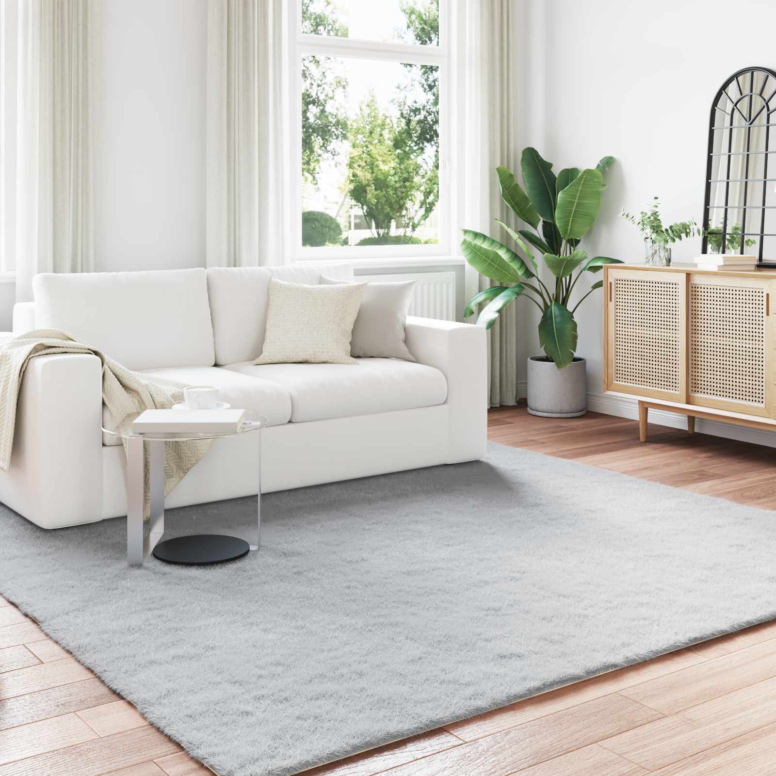 Antislip vloerkleed van imitatie konijnenbont OLITE Grijs