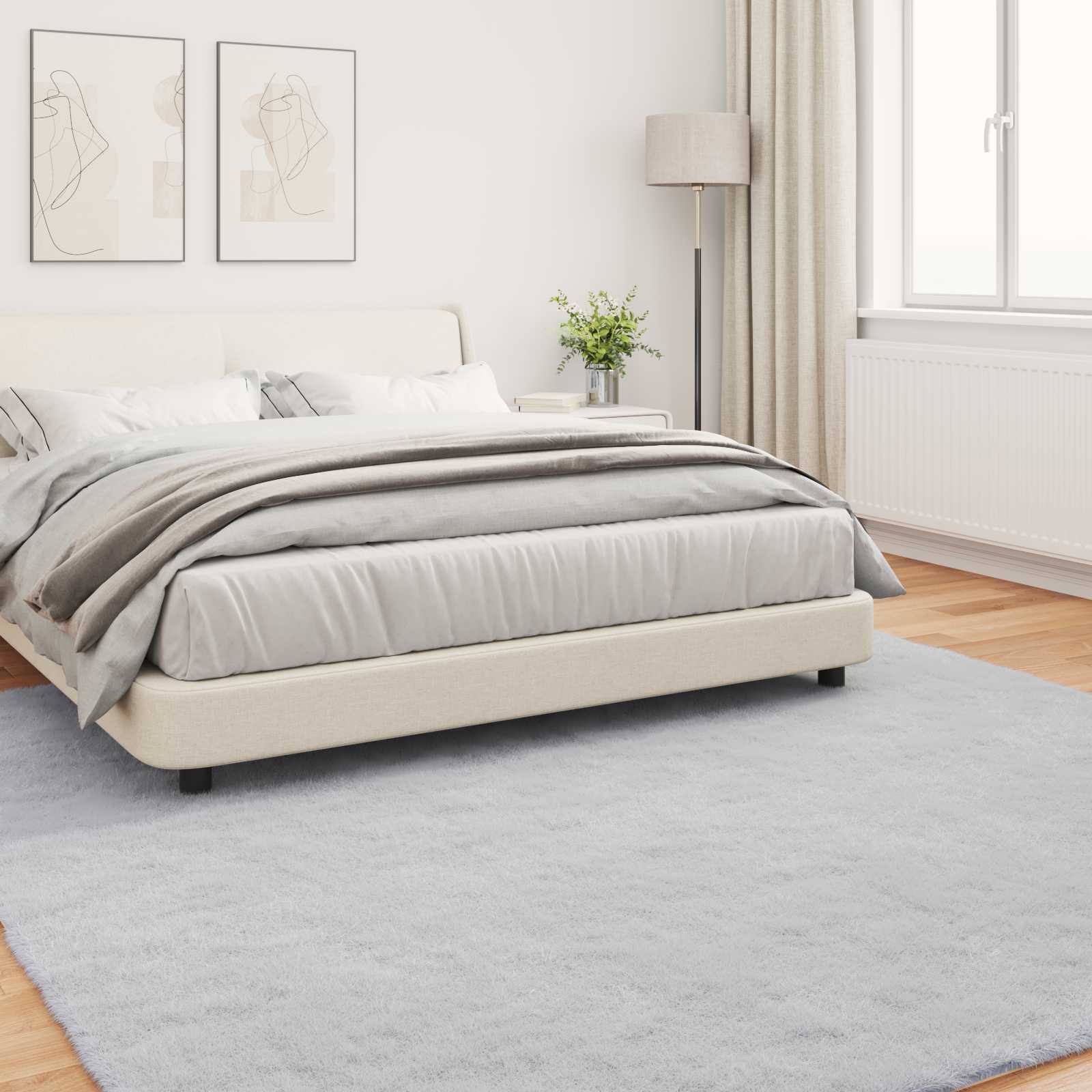 Antislip vloerkleed van imitatie konijnenbont OLITE Grijs