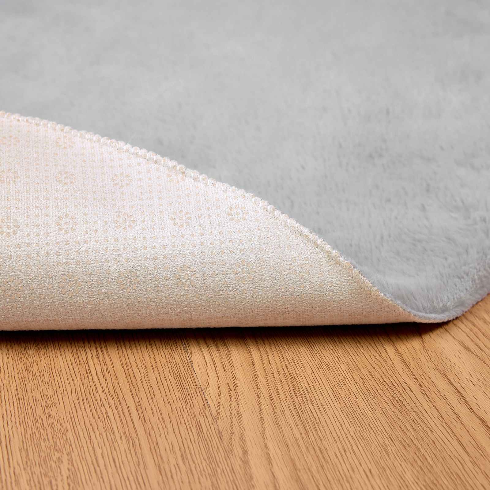 Antislip vloerkleed van imitatie konijnenbont OLITE Grijs