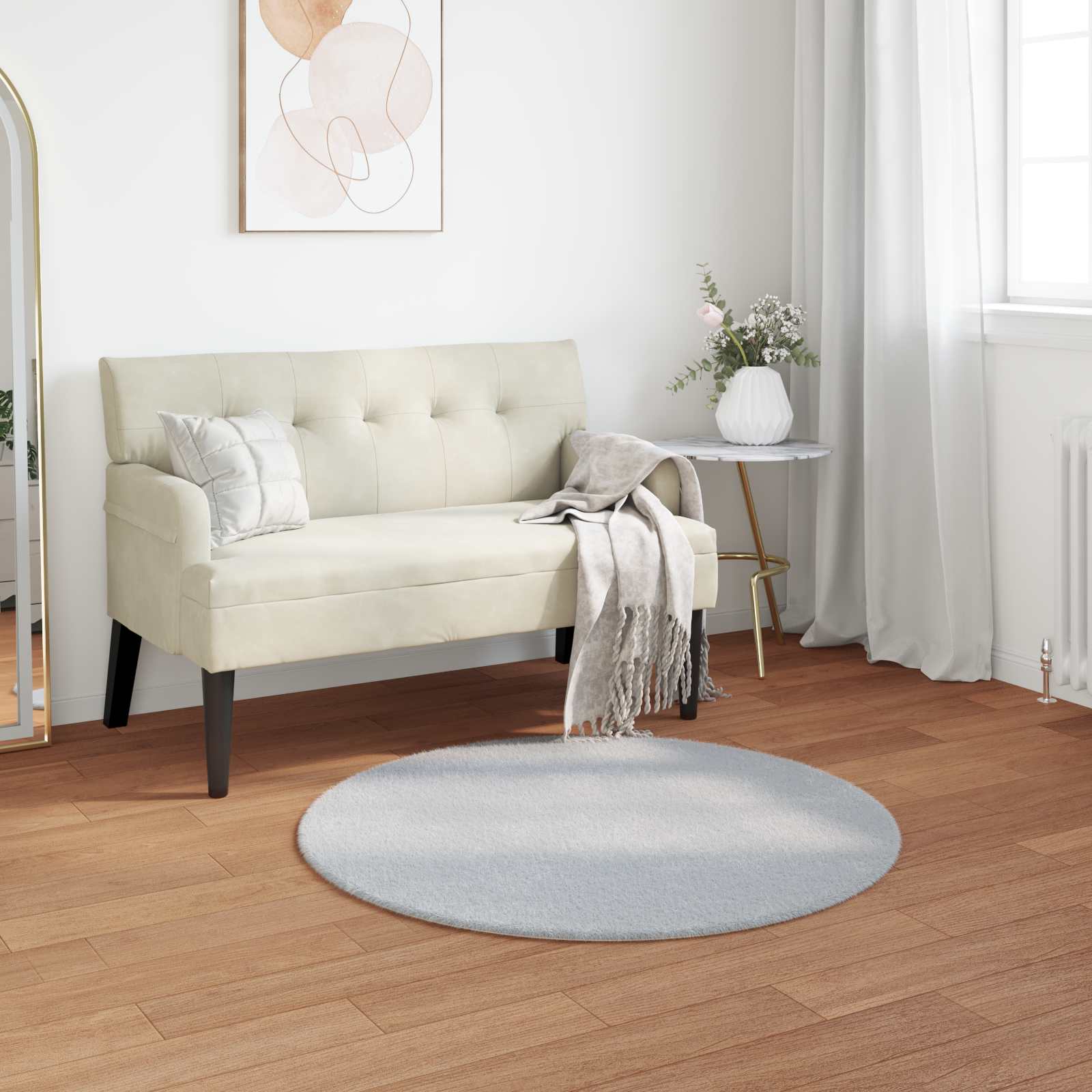 Antislip vloerkleed van imitatie konijnenbont OLITE Grijs