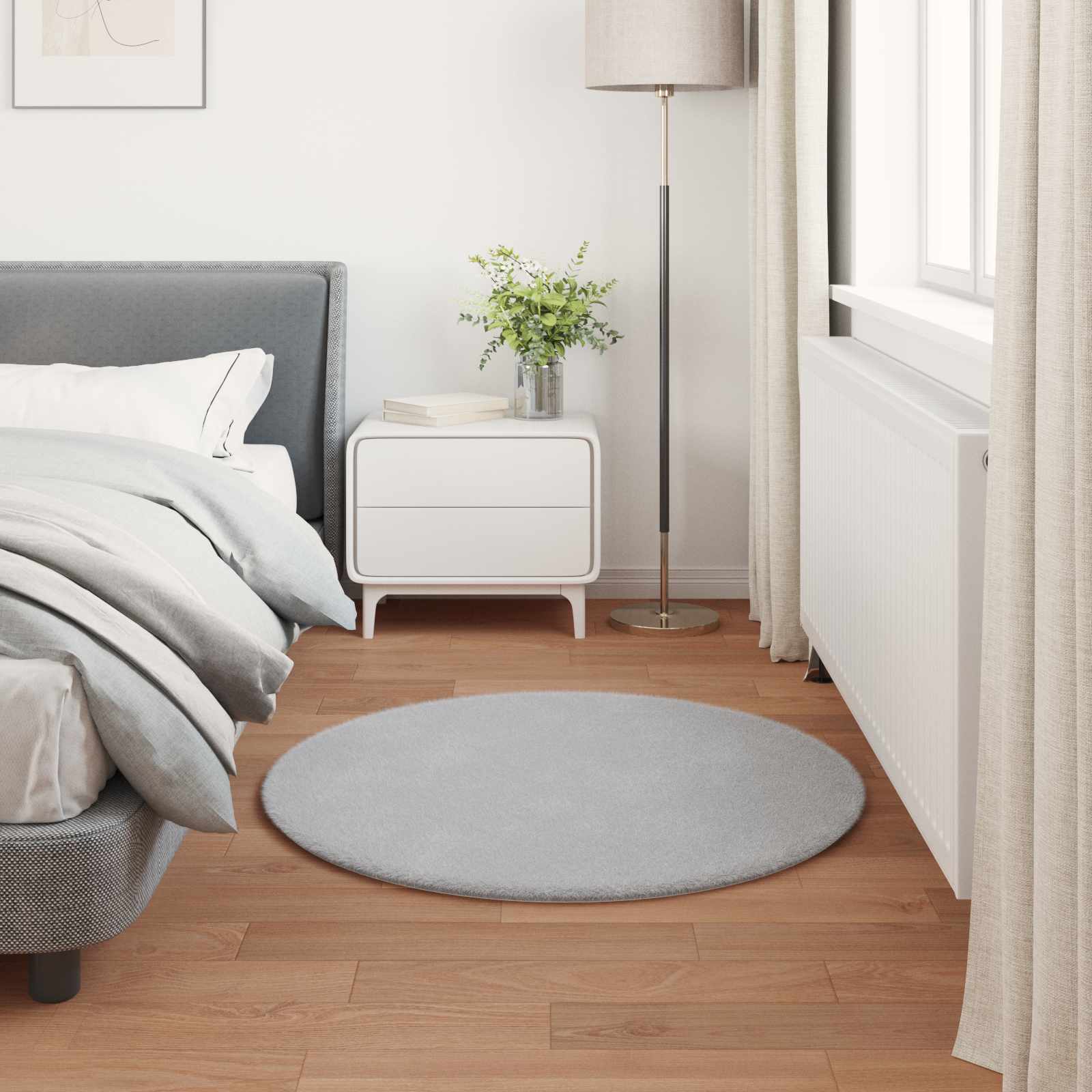 Antislip vloerkleed van imitatie konijnenbont OLITE Grijs