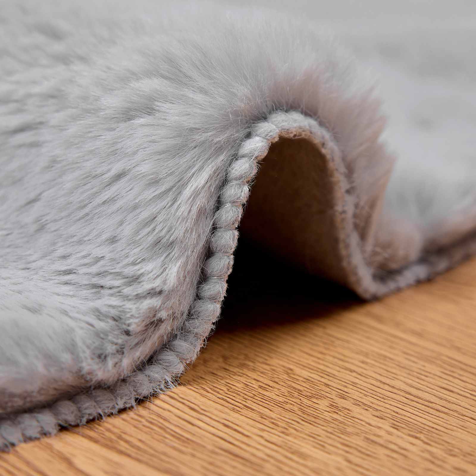 Antislip vloerkleed van imitatie konijnenbont OLITE Grijs