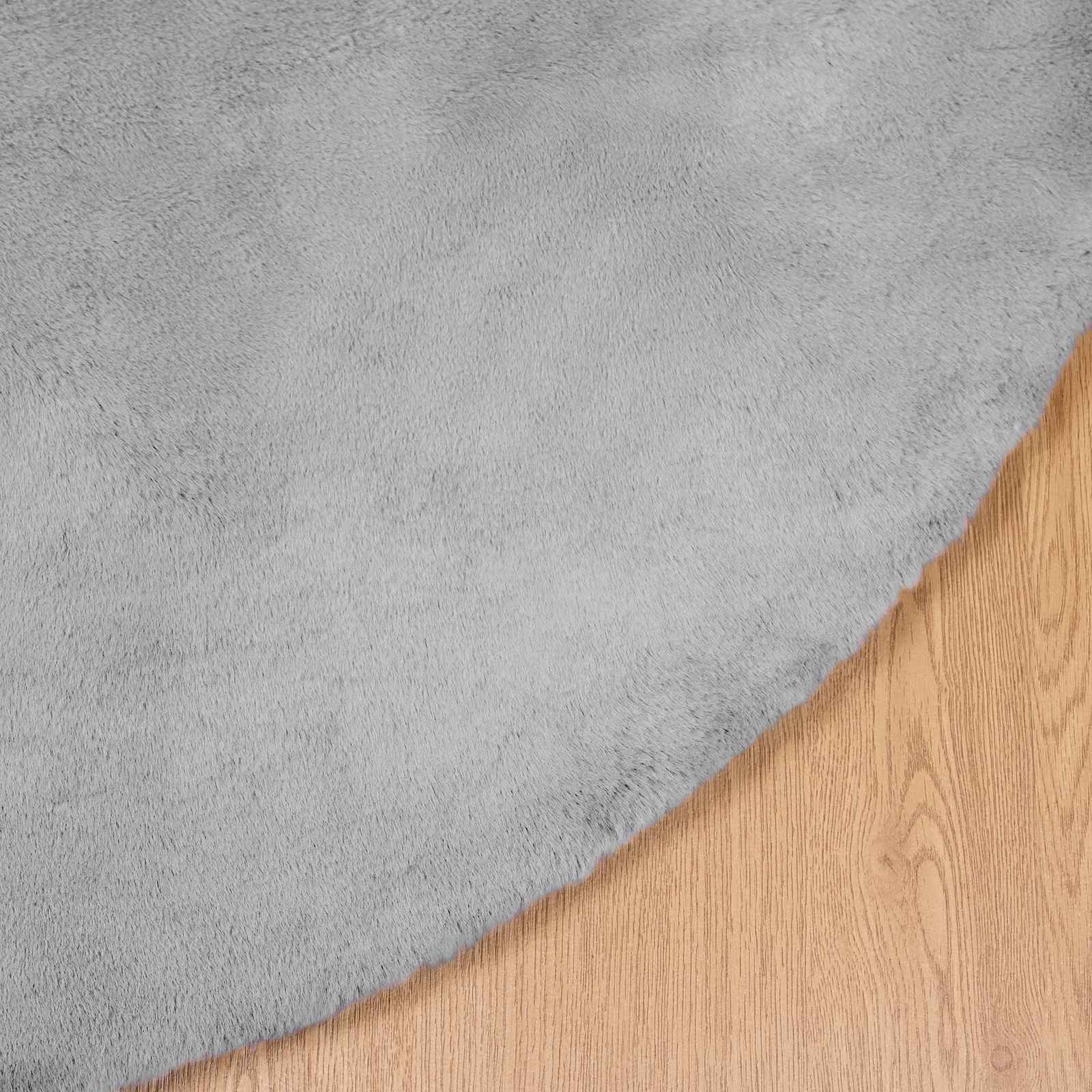 Antislip vloerkleed van imitatie konijnenbont OLITE Grijs