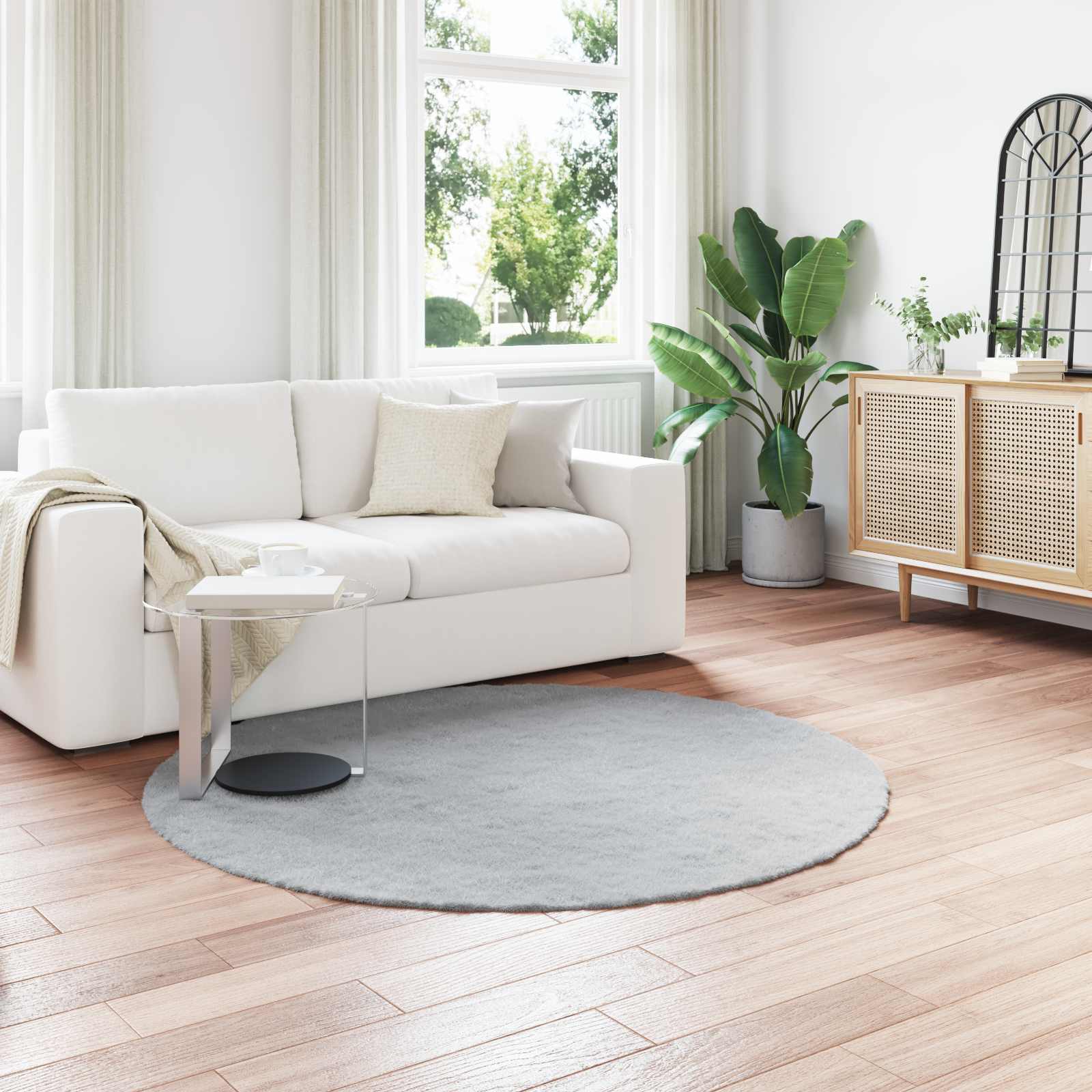 Antislip vloerkleed van imitatie konijnenbont OLITE Grijs