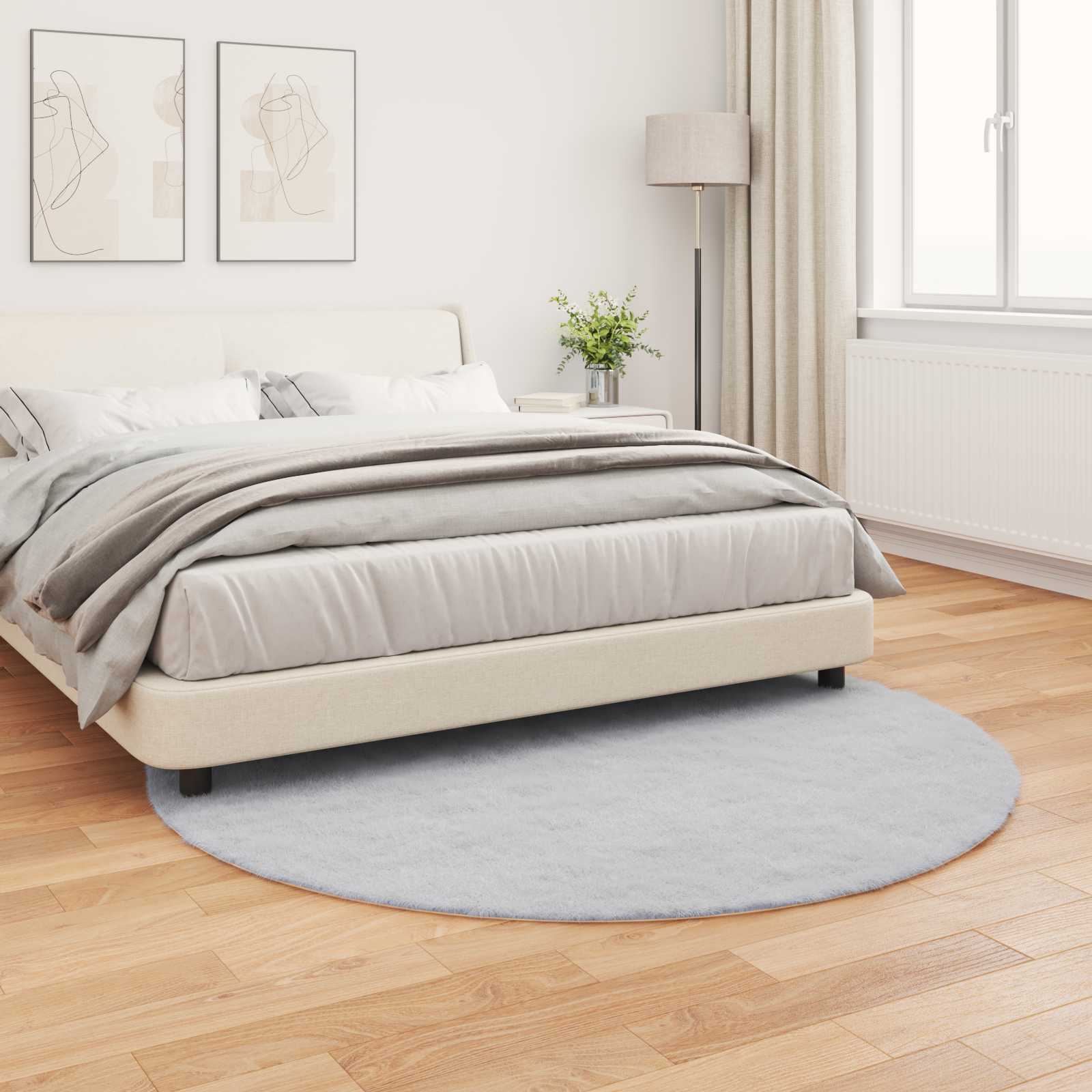 Antislip vloerkleed van imitatie konijnenbont OLITE Grijs