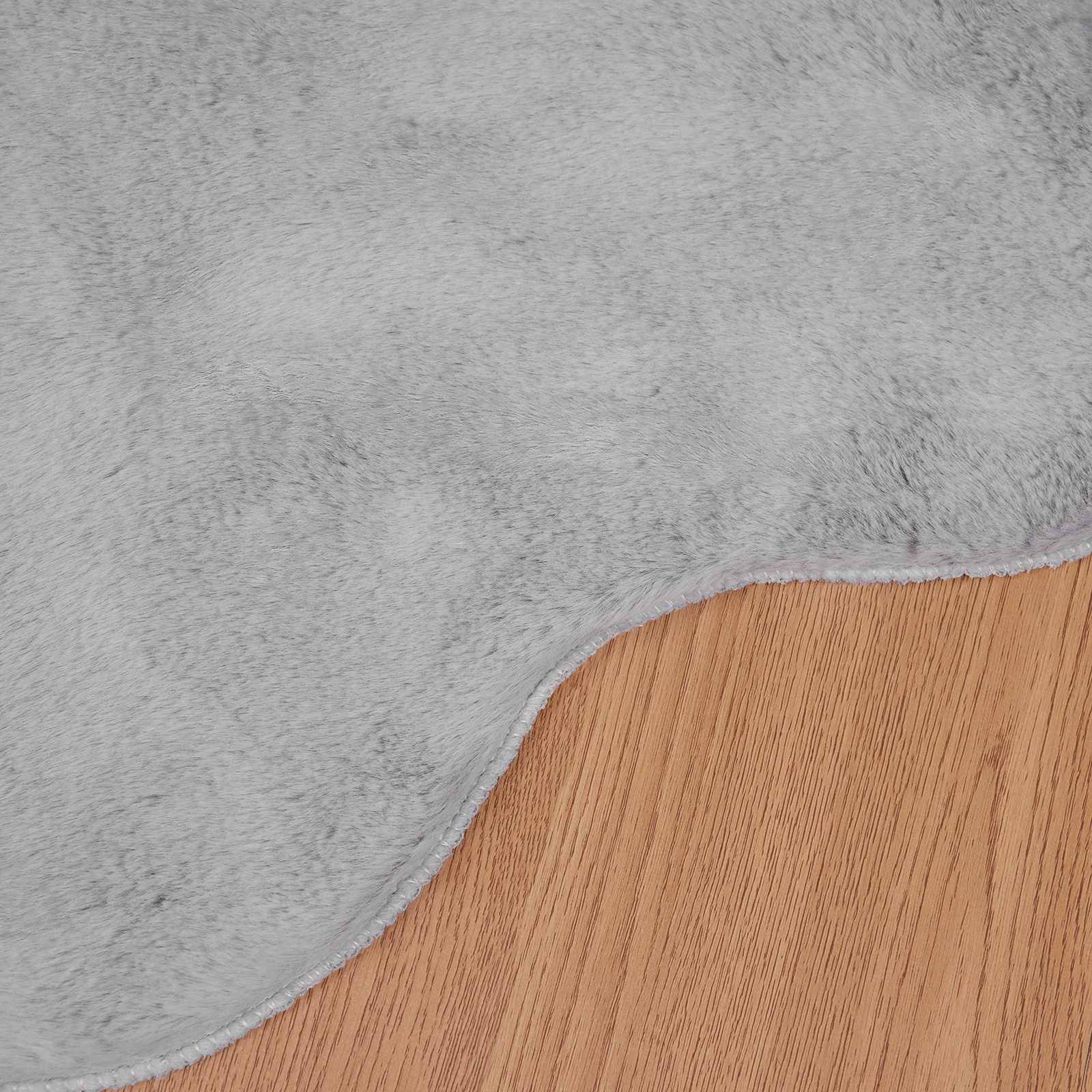 Antislip vloerkleed van imitatie konijnenbont OLITE Grijs