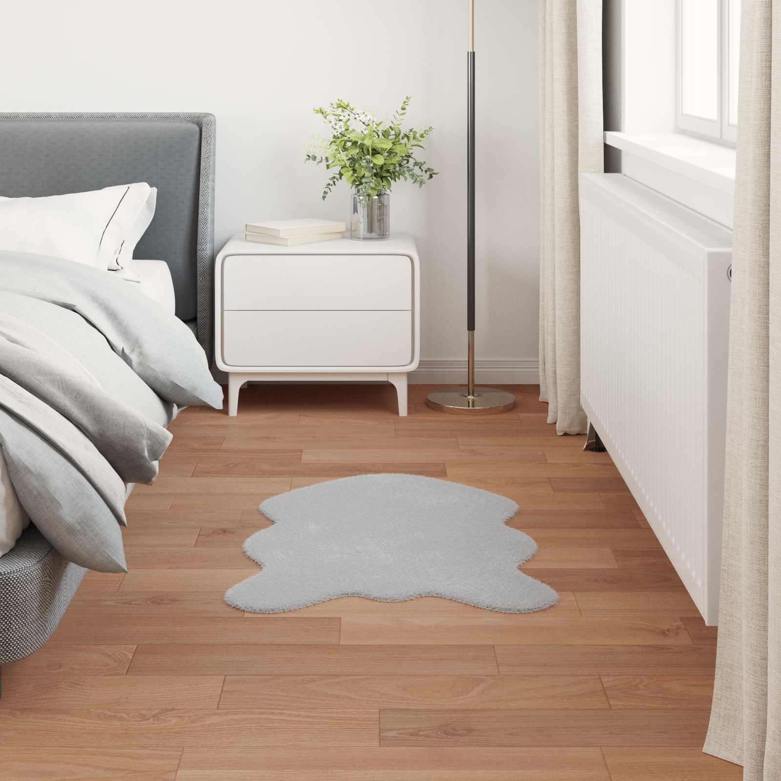 Antislip vloerkleed van imitatie konijnenbont OLITE Grijs