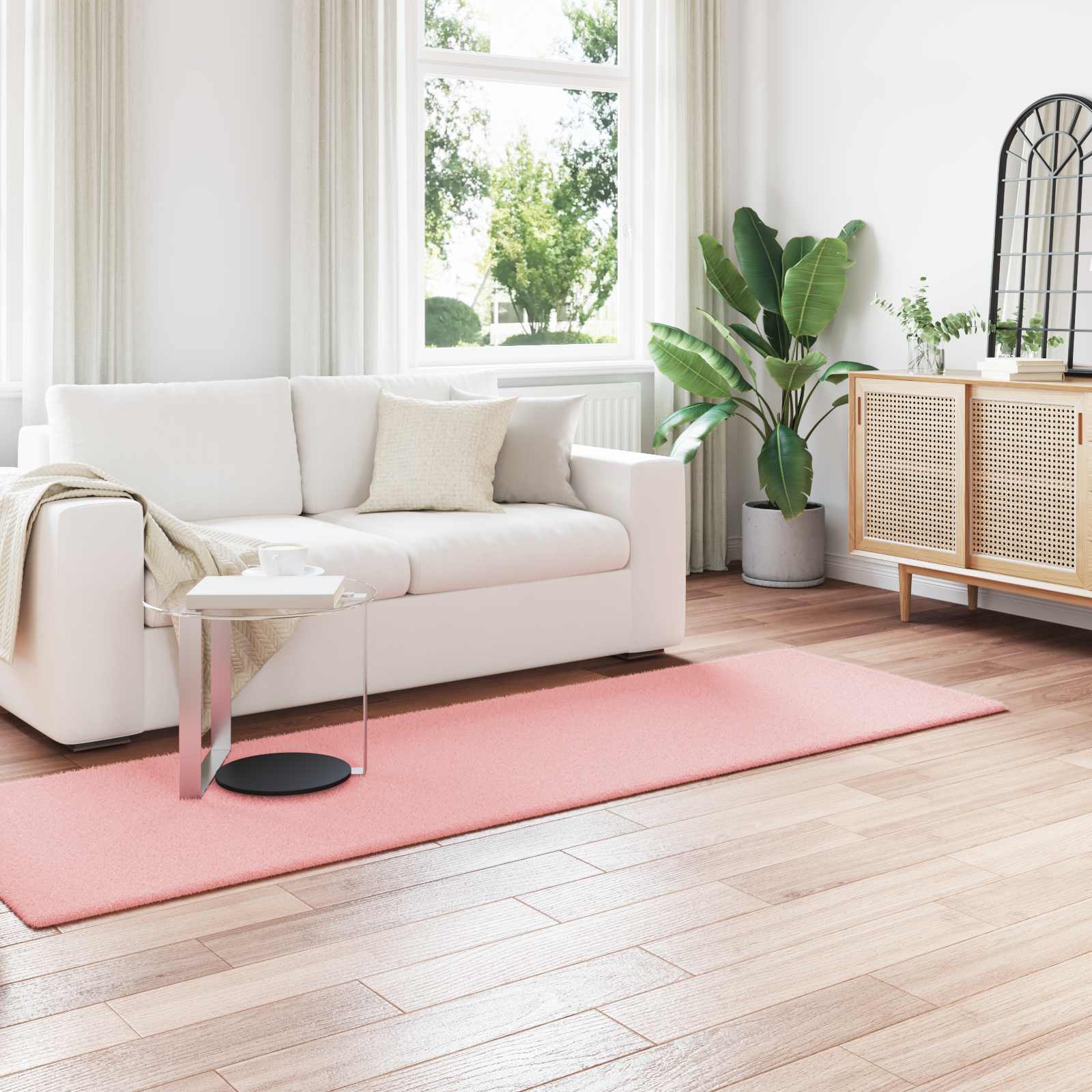 Antislip vloerkleed van imitatie konijnenbont OLITE Roze