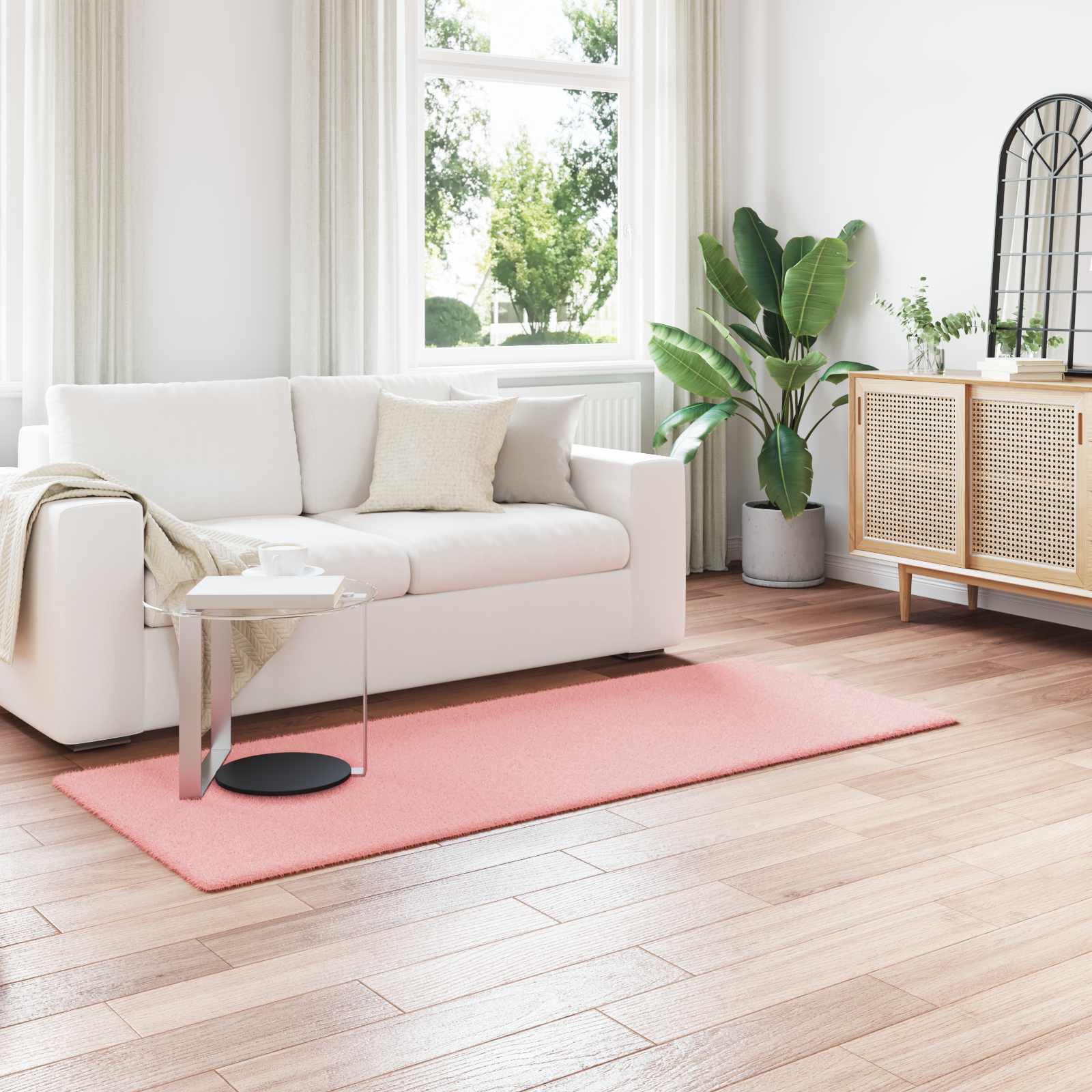 Antislip vloerkleed van imitatie konijnenbont OLITE Roze