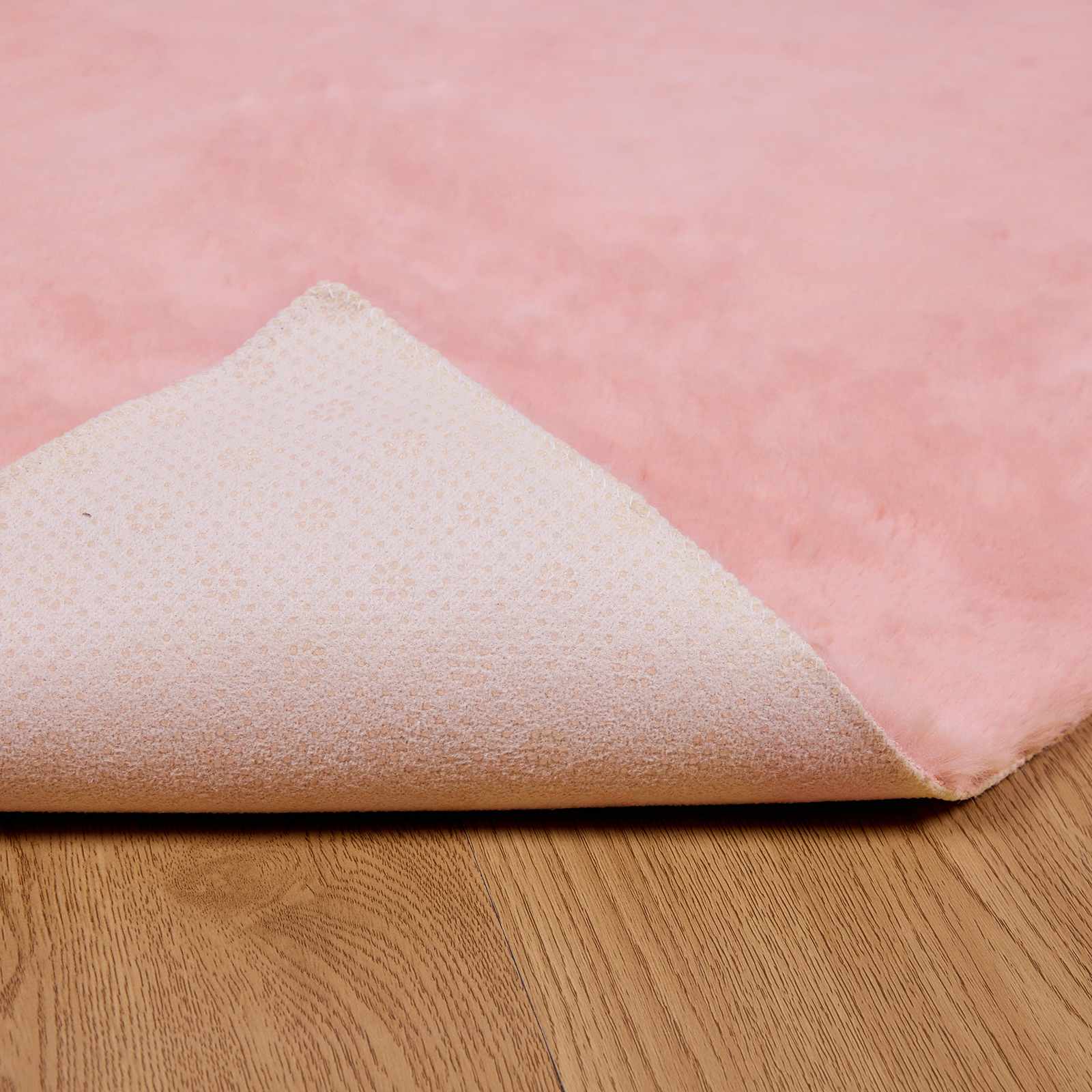 Antislip vloerkleed van imitatie konijnenbont OLITE Roze