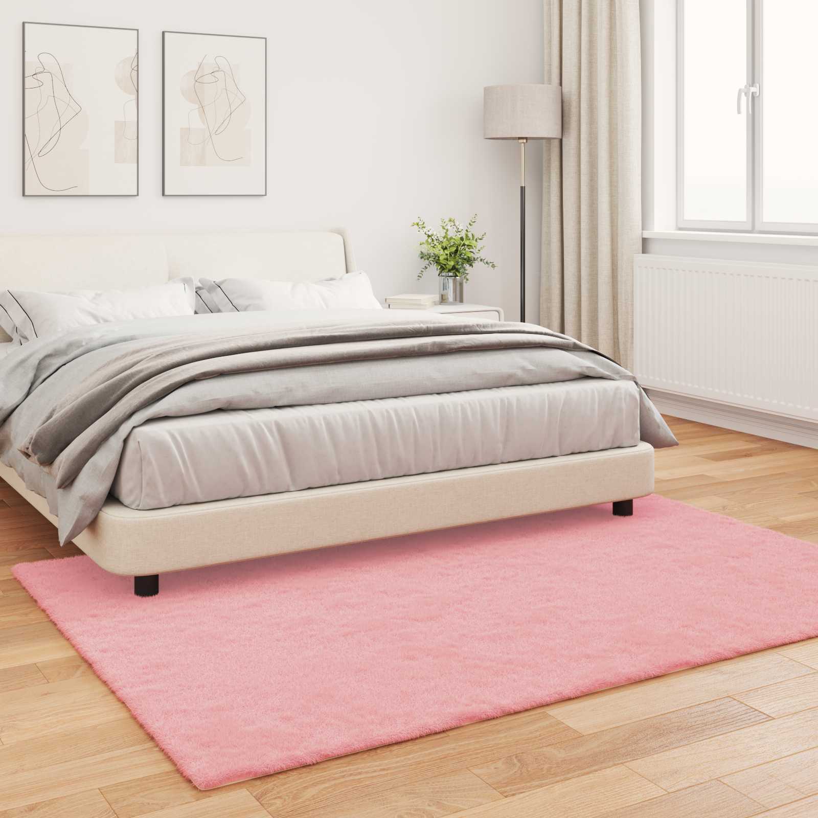 Antislip vloerkleed van imitatie konijnenbont OLITE Roze