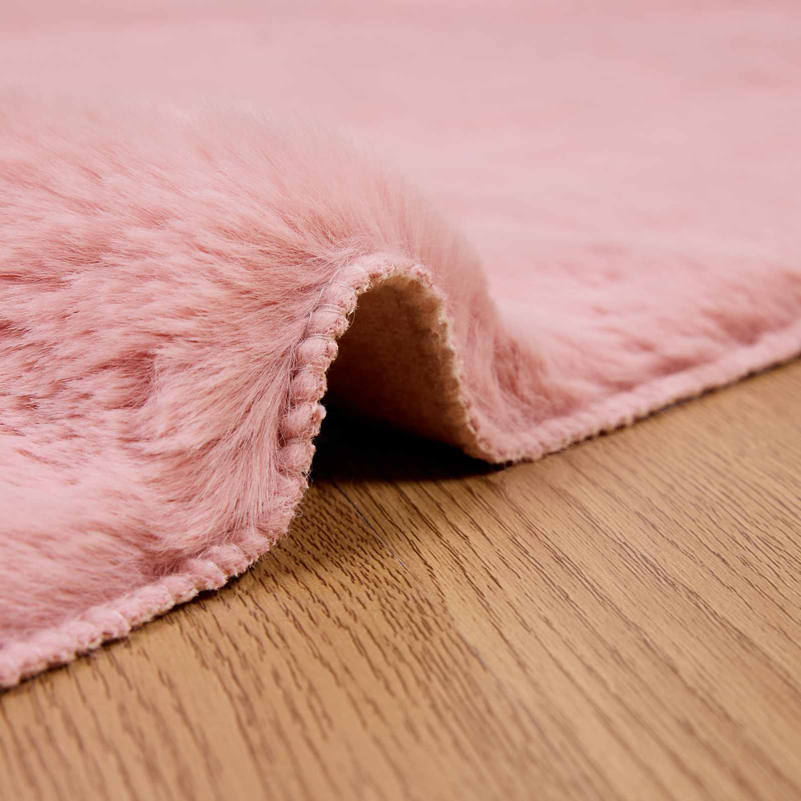 Antislip vloerkleed van imitatie konijnenbont OLITE Roze