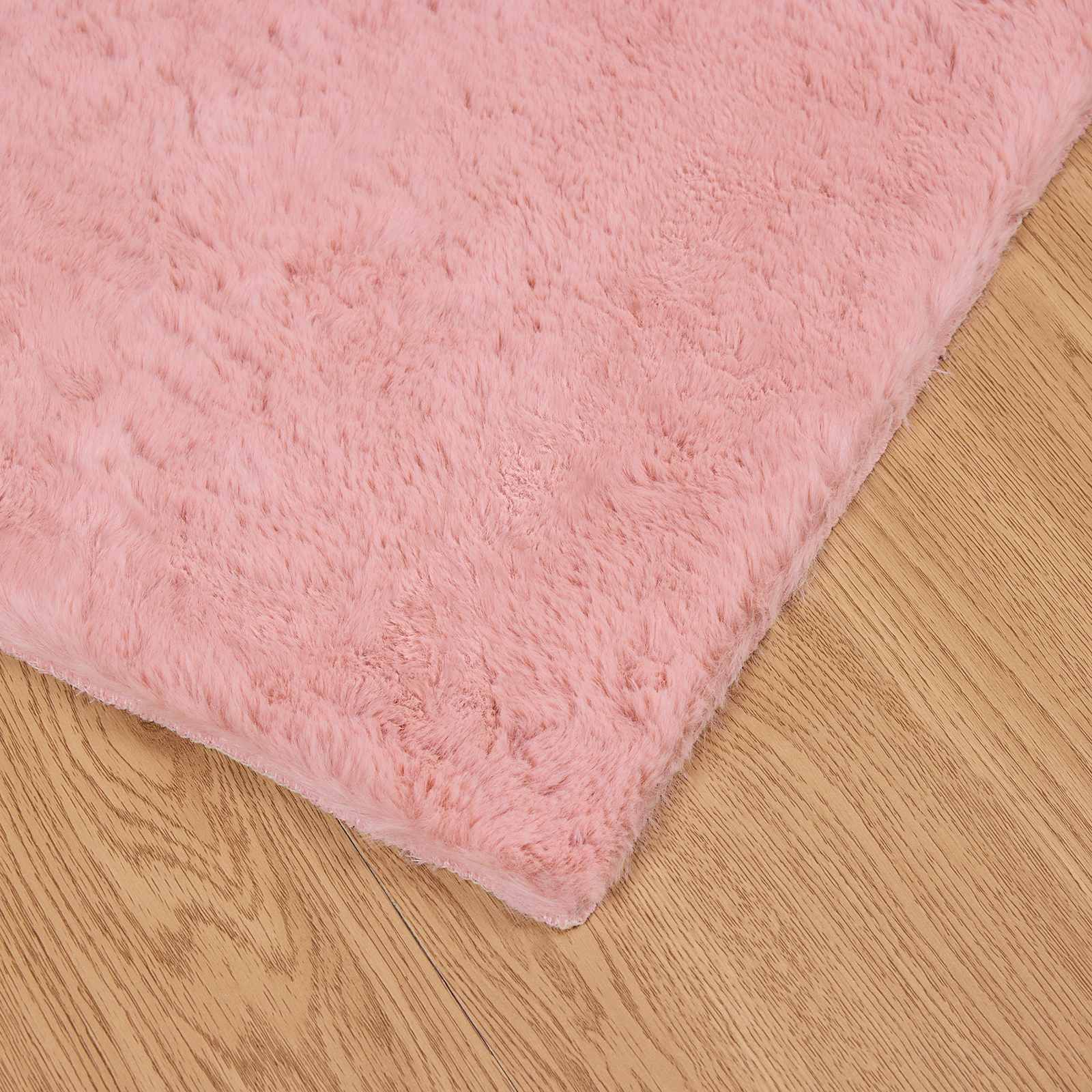 Antislip vloerkleed van imitatie konijnenbont OLITE Roze