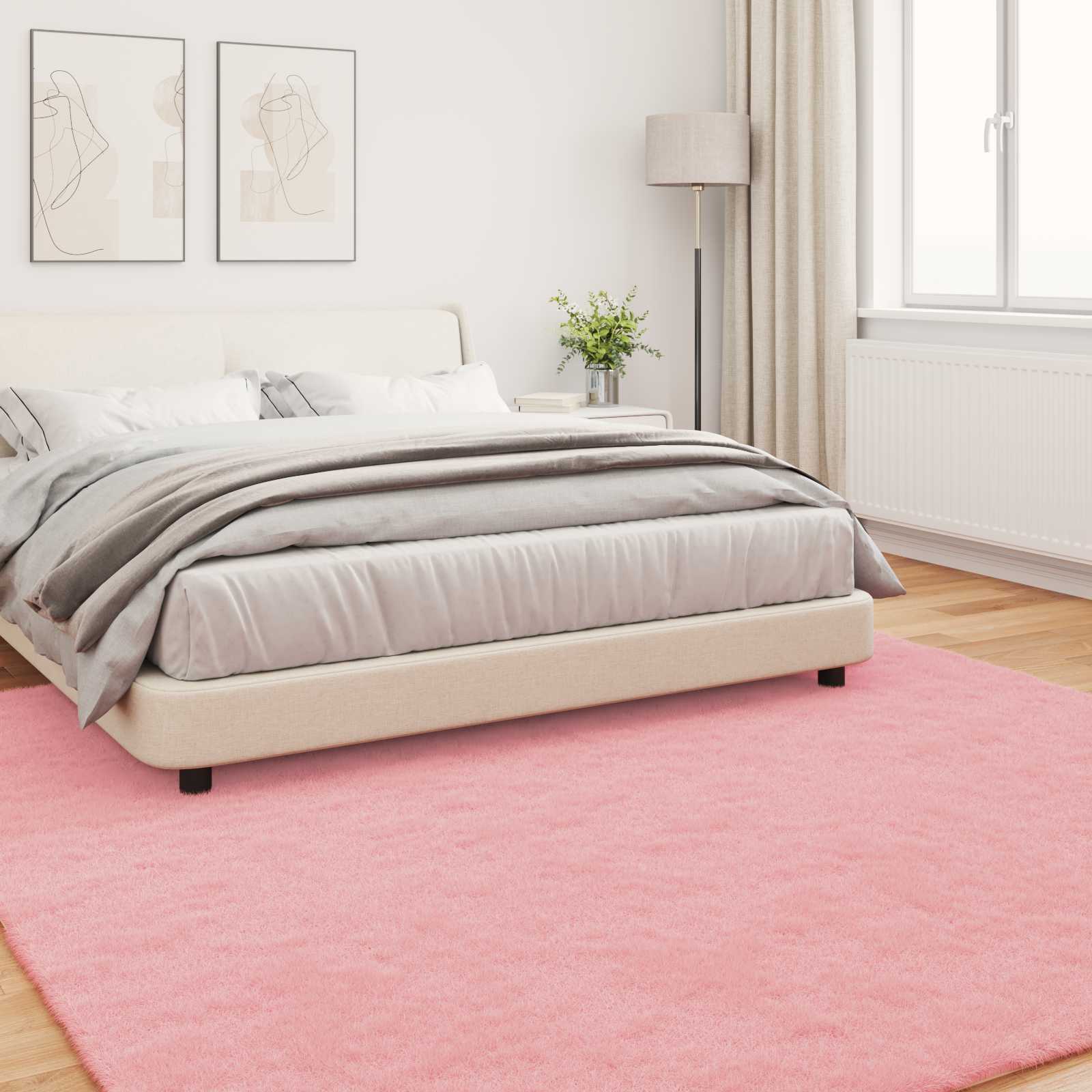 Antislip vloerkleed van imitatie konijnenbont OLITE Roze