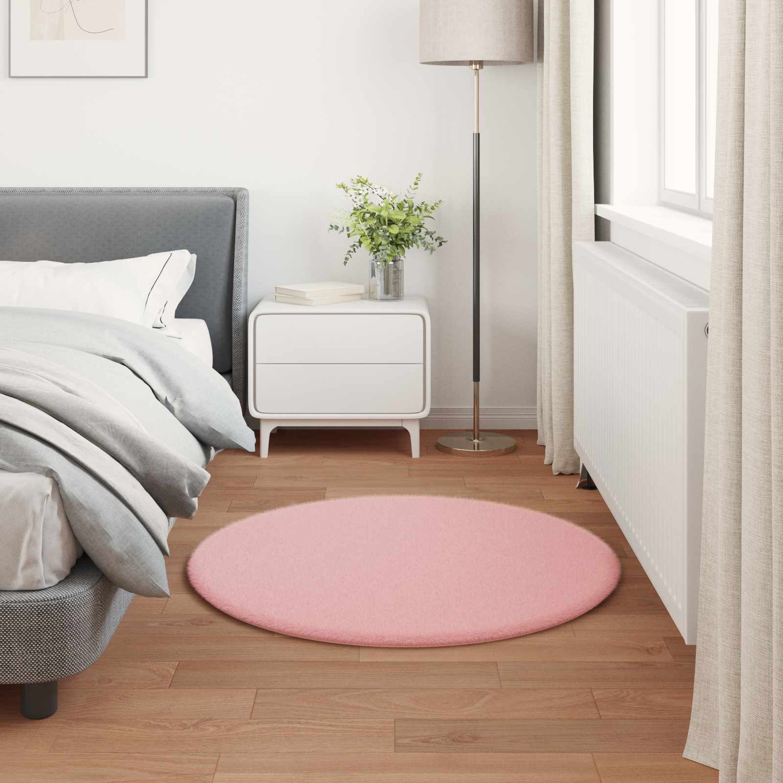 Antislip vloerkleed van imitatie konijnenbont OLITE Roze