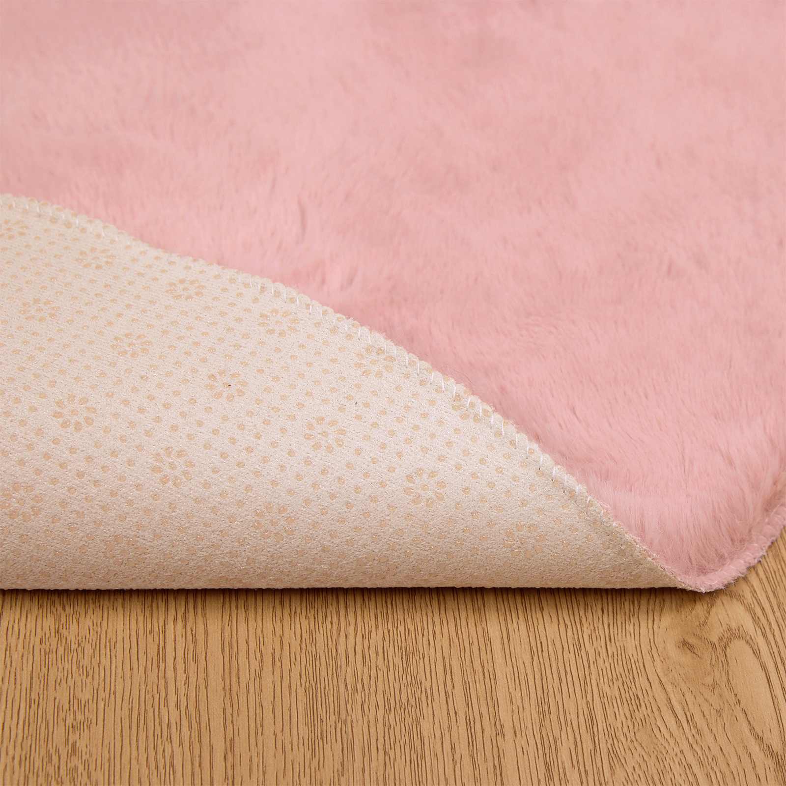 Antislip vloerkleed van imitatie konijnenbont OLITE Roze
