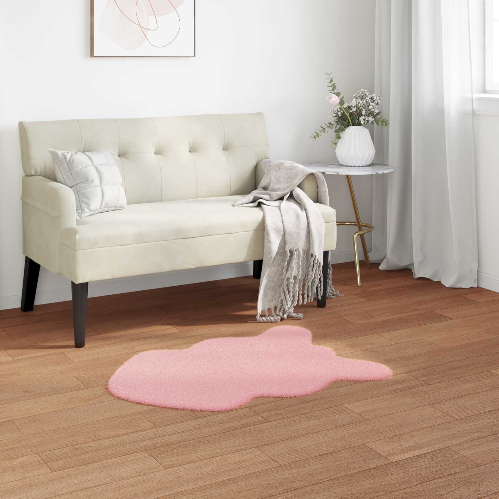Antislip vloerkleed van imitatie konijnenbont OLITE Roze