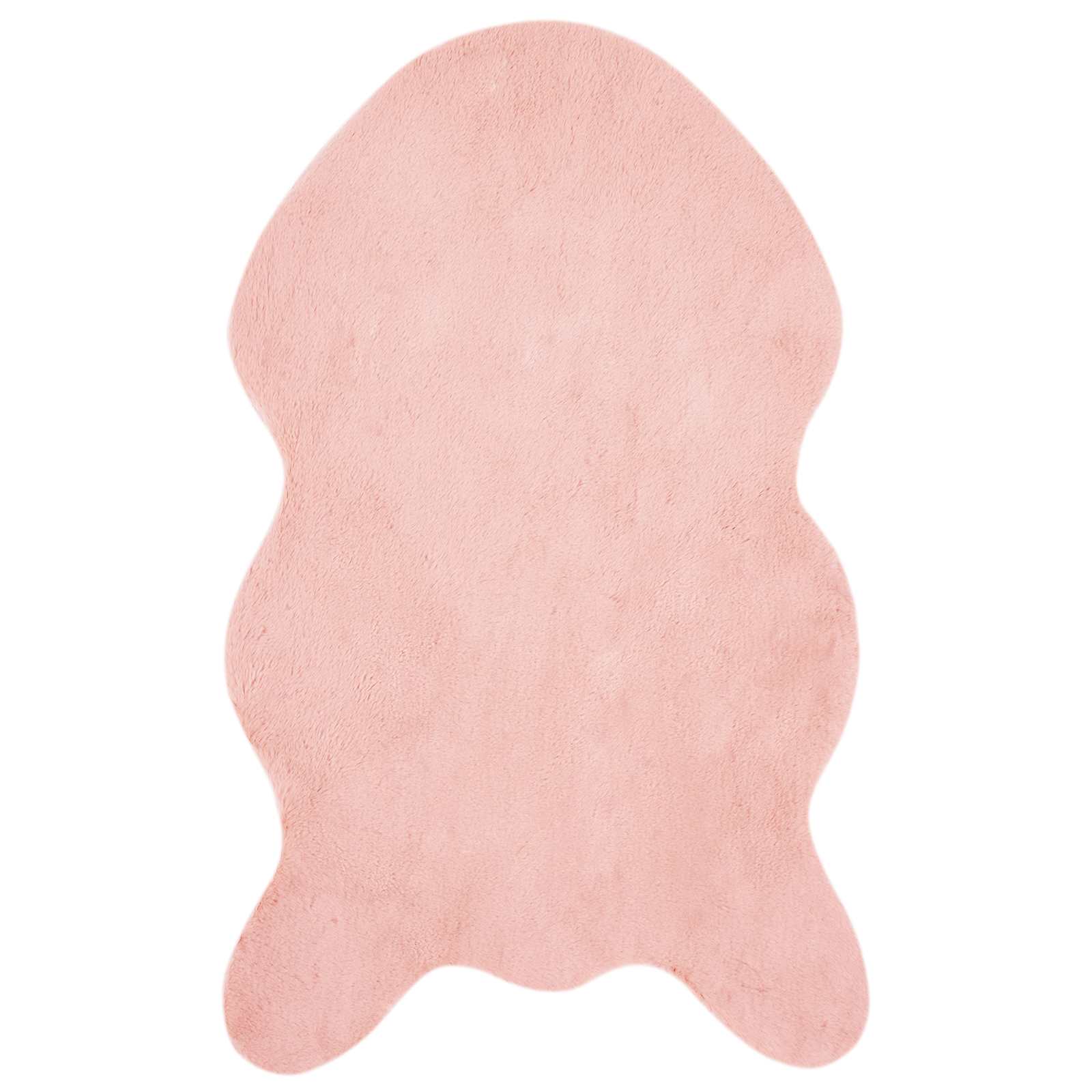 Antislip vloerkleed van imitatie konijnenbont OLITE Roze