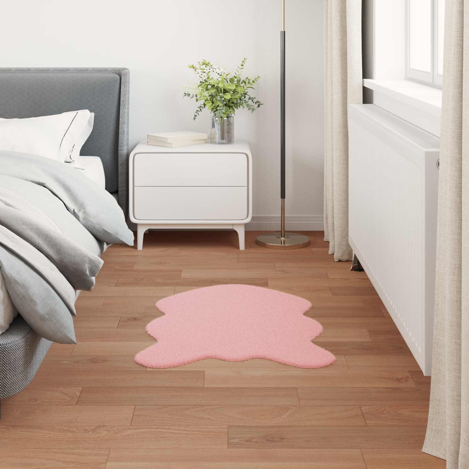 Antislip vloerkleed van imitatie konijnenbont OLITE Roze